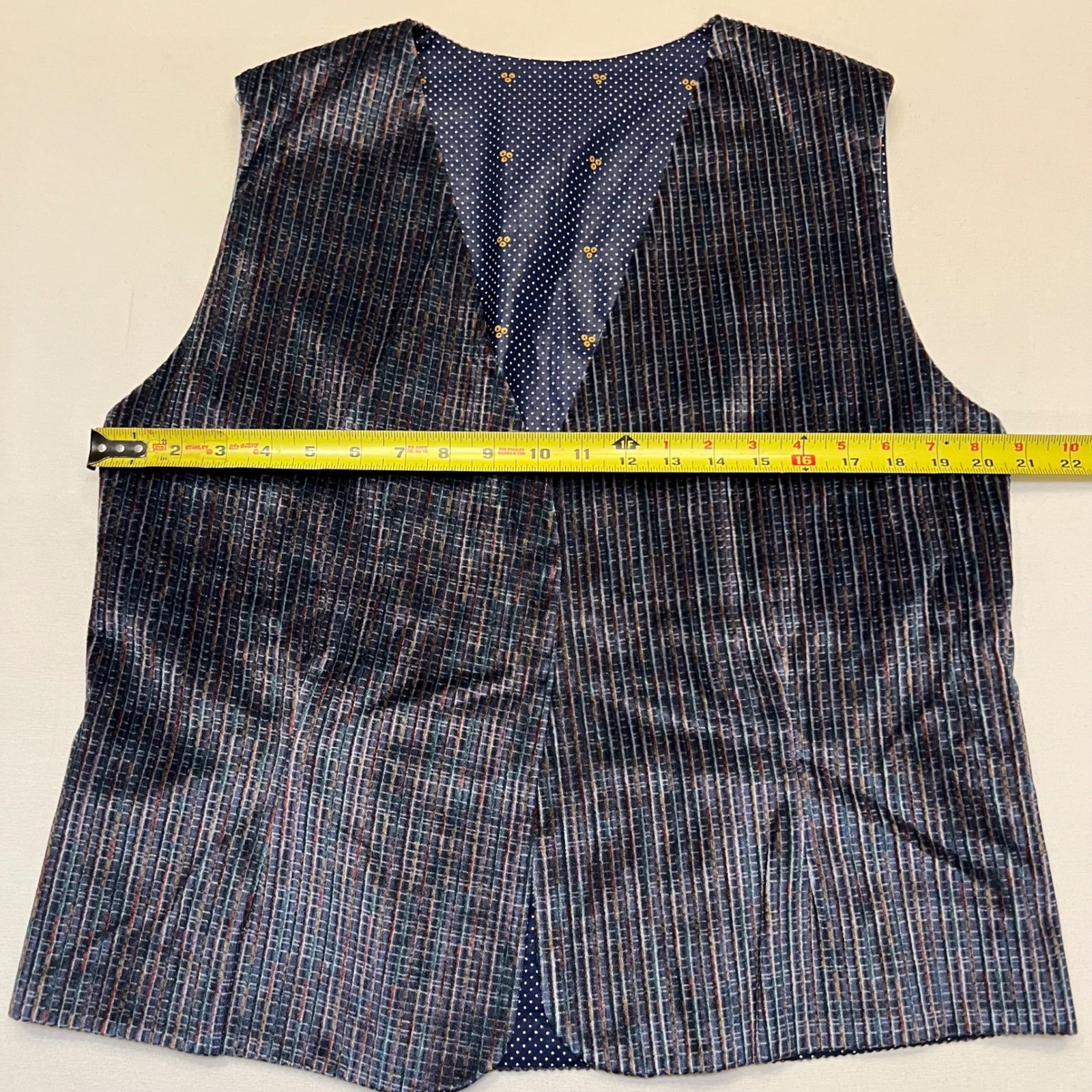 Vintage Blue Handmade Unique Reversible Retro Eclectic Indie Textured Vest L