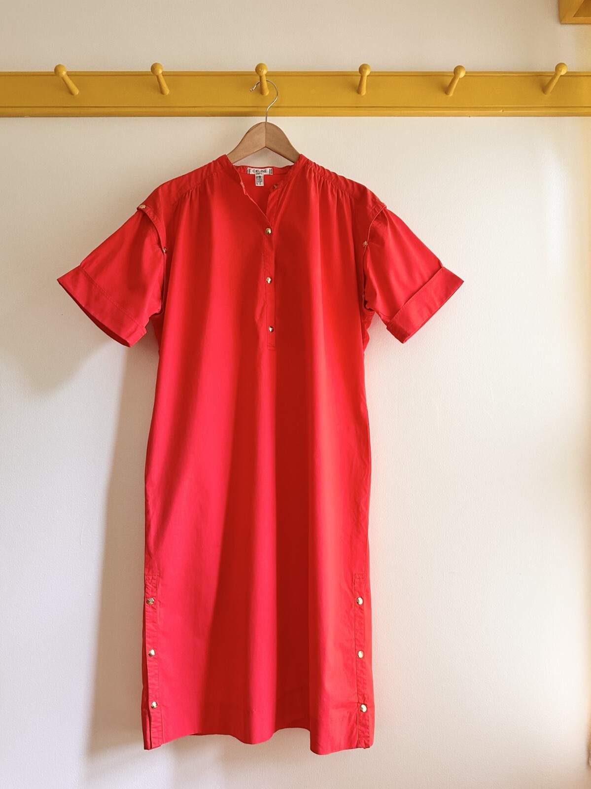 Vintage 70s 80s CELINE Paris cotton red convertible tunic dress sundress travel
