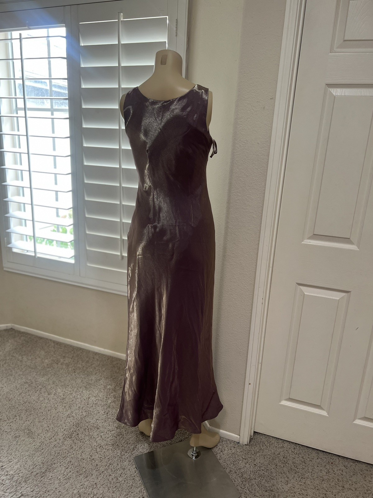 Alex Evenings Metallic Bronze‎ Beaded Short Sleeves Long Formal Gown Dress Sz 6
