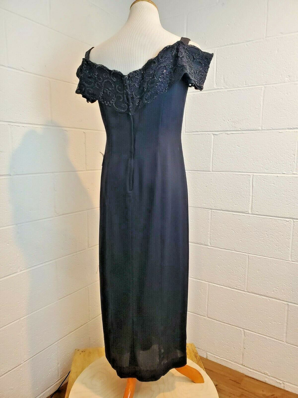 Gantos Evening Chic Vintage 80s Black Evening Gown Dress NWT Dead Stock Size 12