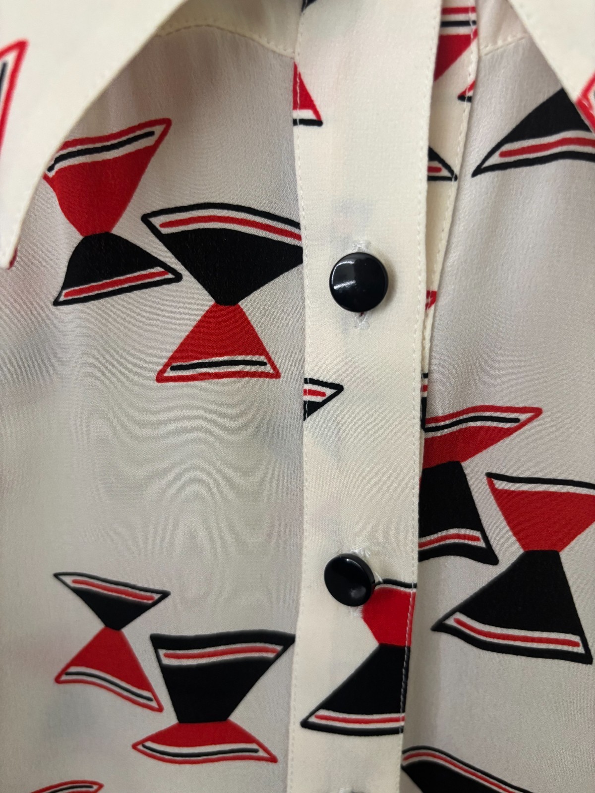 Vintage Courrèges Paris Geometric Print Blouse Made in France