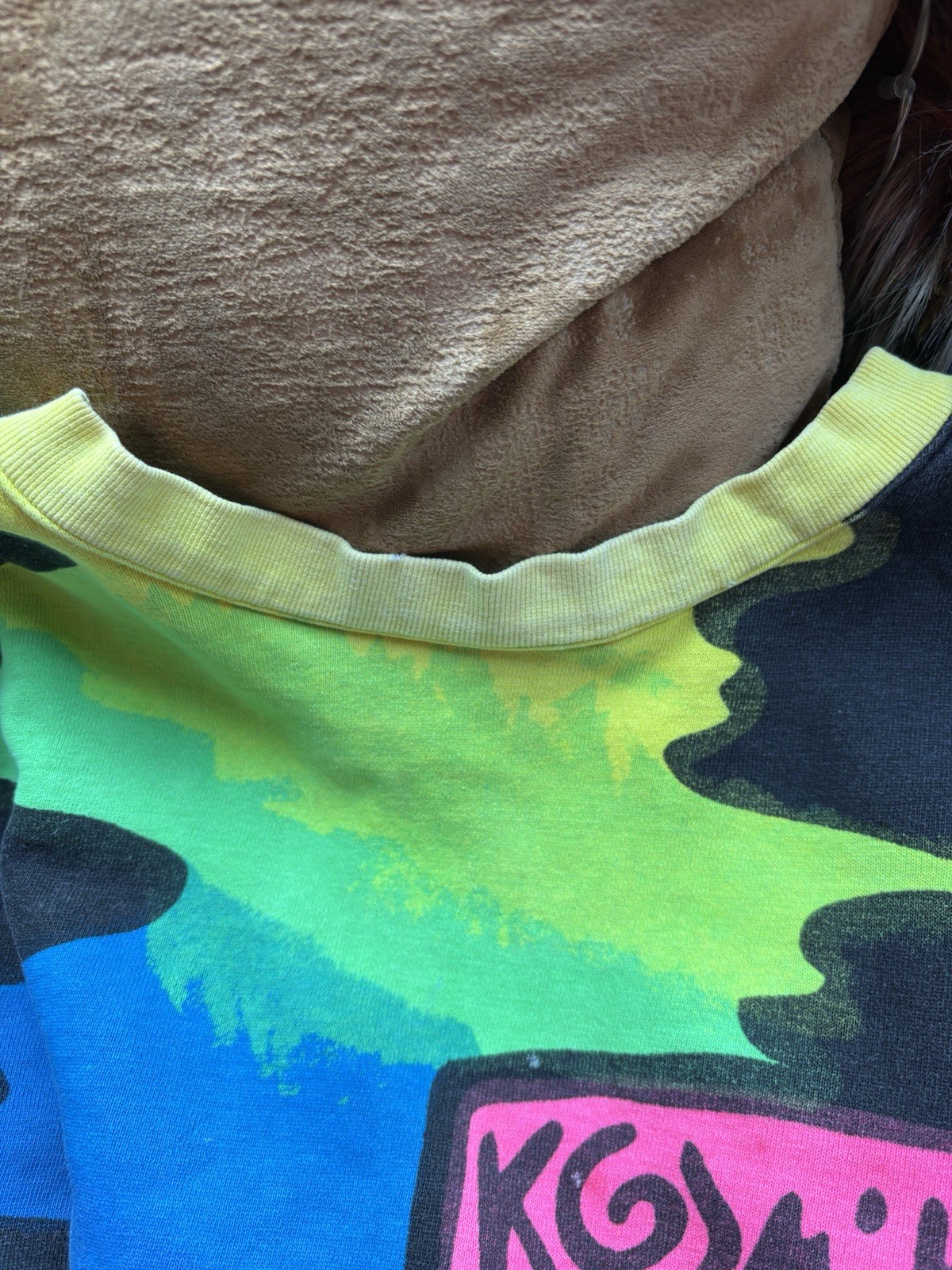 1989 Vintage Hand painted Neon Kozmik Crewneck Sweater Size XL.
