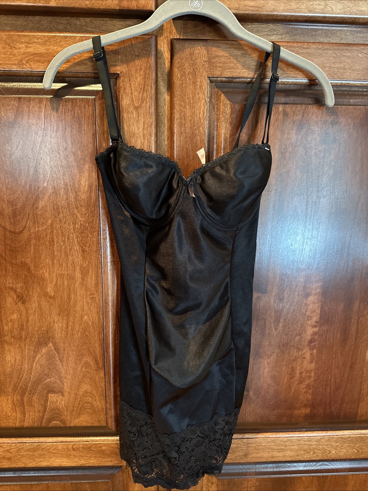 NWOT Vintage Seductively Slim by Smoothie Shape Wear 34B Black Lace Trim