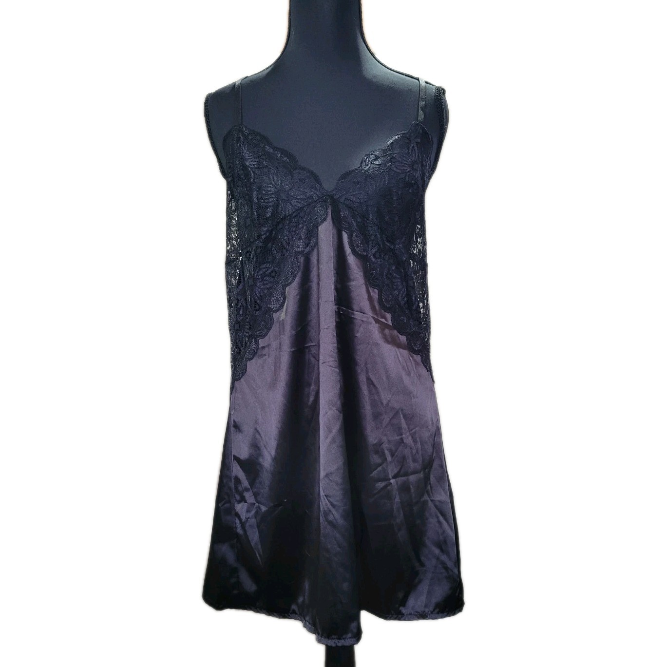 Unbranded Womens 1XL Black Whimsygoth Dark Romantic Festival Lace Slip Dress