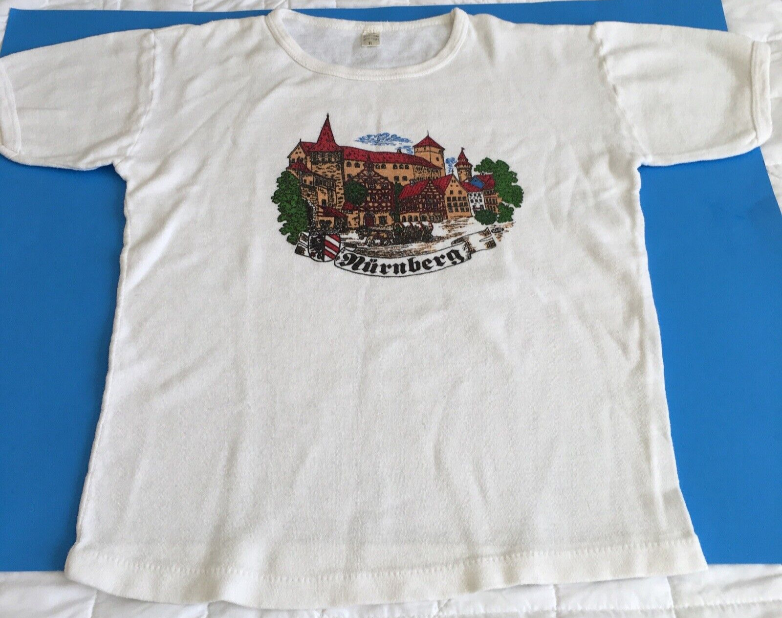 Vintage 1970&rsquo;s 1980s, Women’s T-shirt, White, Nurnberg Germany Graphic T, XL