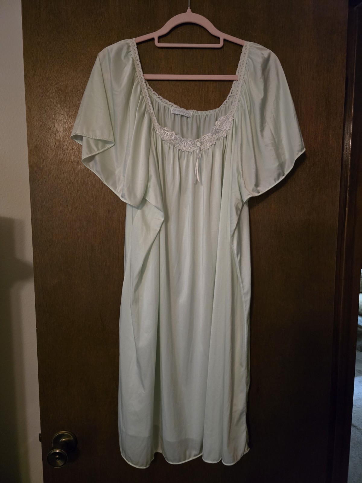 VINTAGE 1980s MISS ELAINE AQUA SHORT NIGHTIE PROBABLY 2X NO TAG/SEE DESCRIPTION
