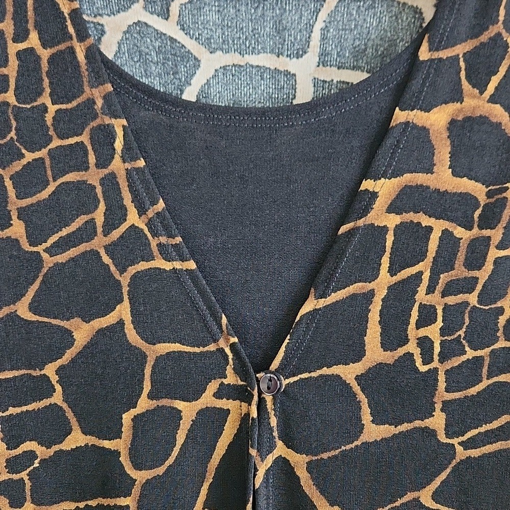 Vintage Notations Black and Brown Giraffe Print 2 In 1 Blouse Size Med Animal