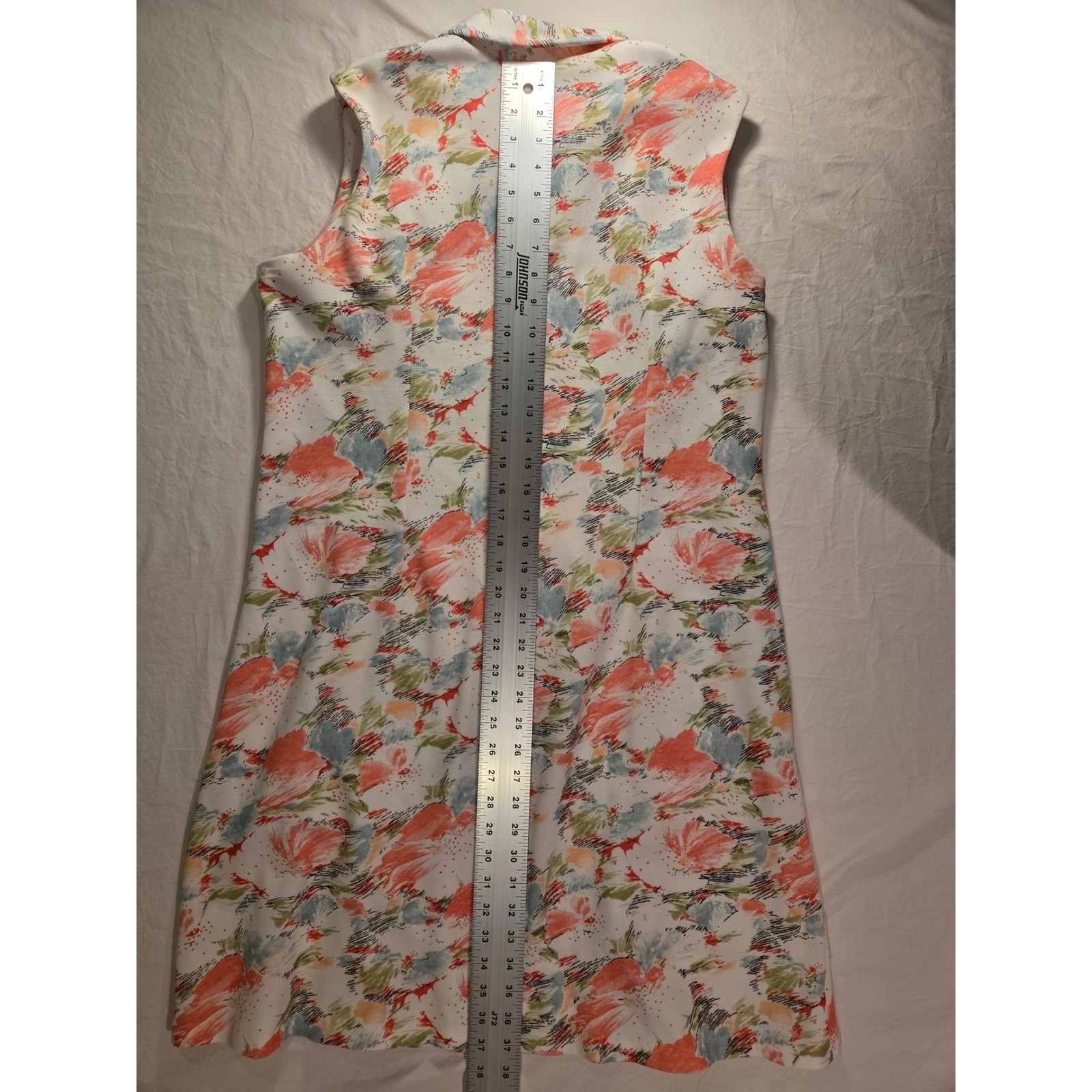 Vintage John Abbott Sleeveless Half Zip Abstract Print Dress, 42&Prime; Bust, 38&Prime; Long