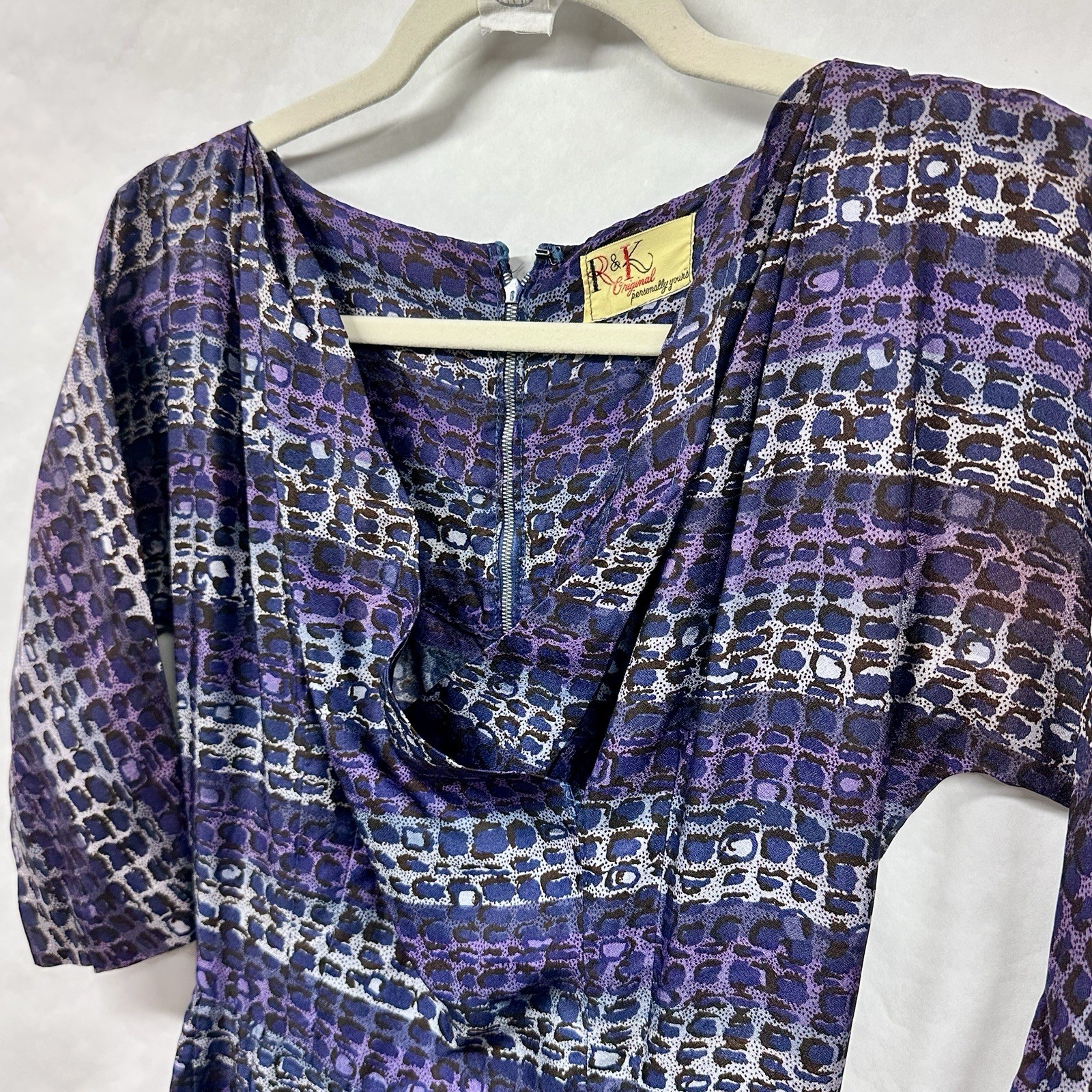 Vintage 60s Shirtwaist Dress Small Purple Abstract Stripped R&K Originals