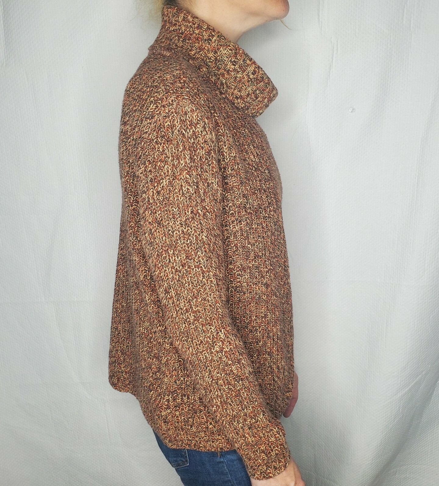 Petite Sophisticate Turtleneck Sweater Pullover 100% Cotton Neutral Multi Small