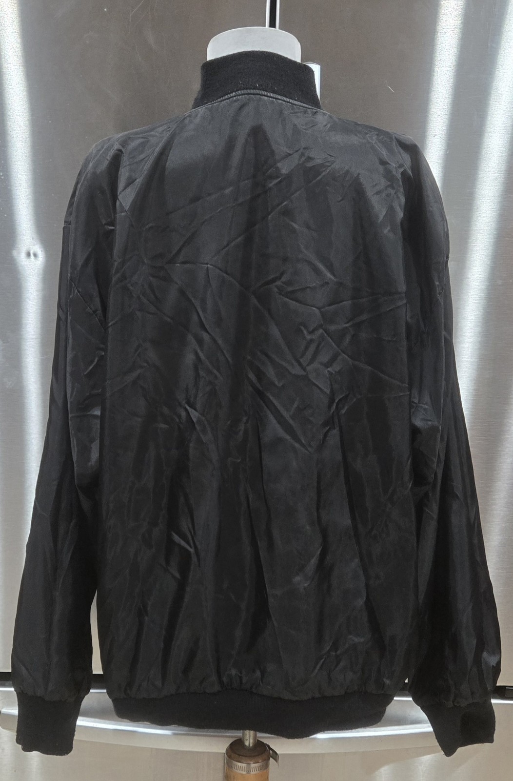 1980s Reversible Reflective Silky Baroque Clock Medallion Bomber Jacket Sz L