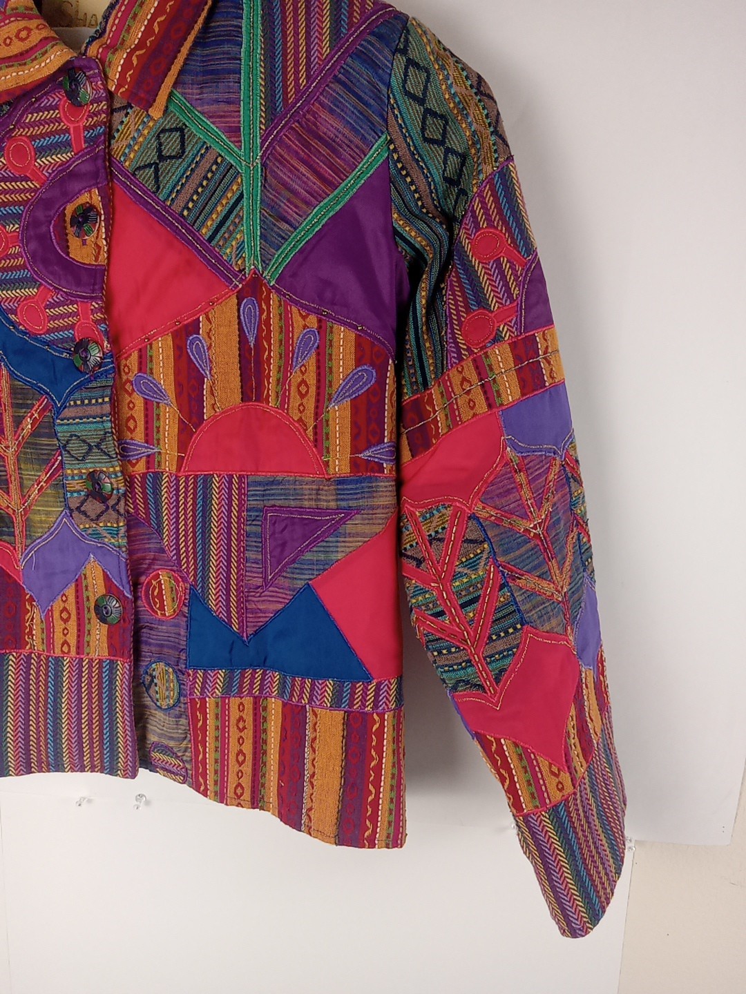 Vintage Women’s Patchwork Jacket XL Kitsch Sharon Anthony Appliqué Pre Owned