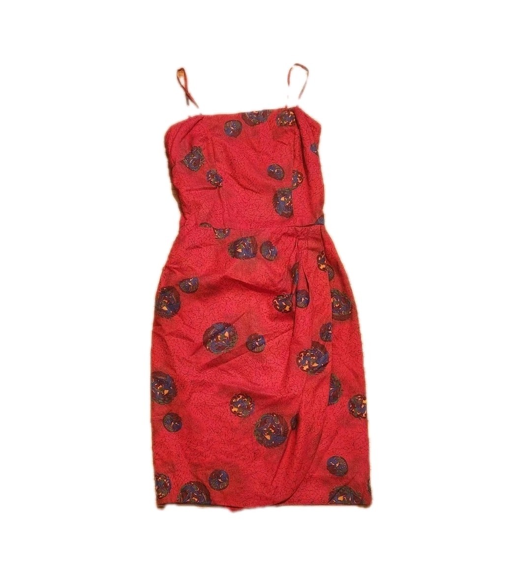 Rare 50s Pauline Lake Royal Hawaiian Hotel Polished Cotton Wrap Sarong Dress XS
