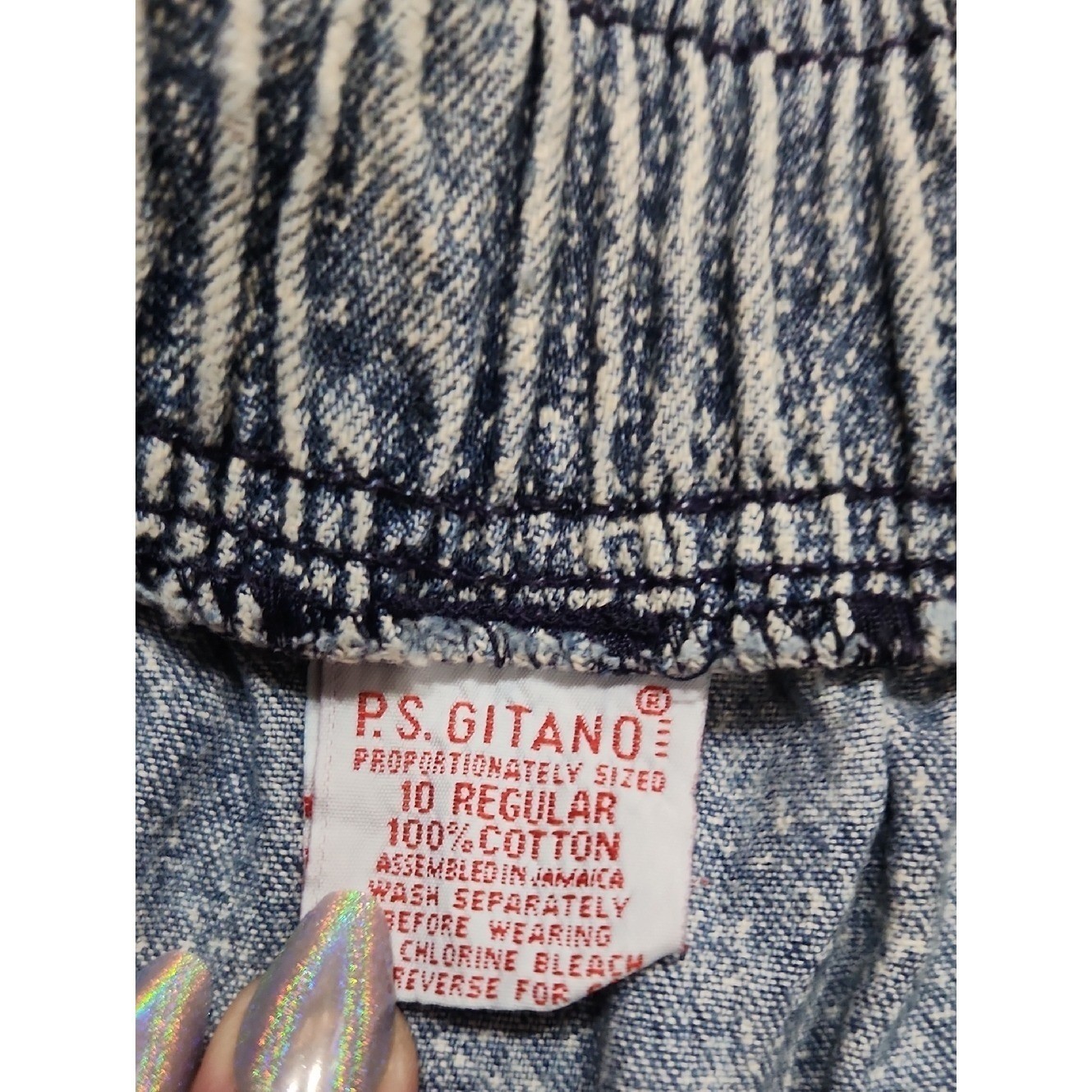 Vintage 80s Gitano Logo Acid Wash Pull On Jean Stretch Streetwear Retro Taper L