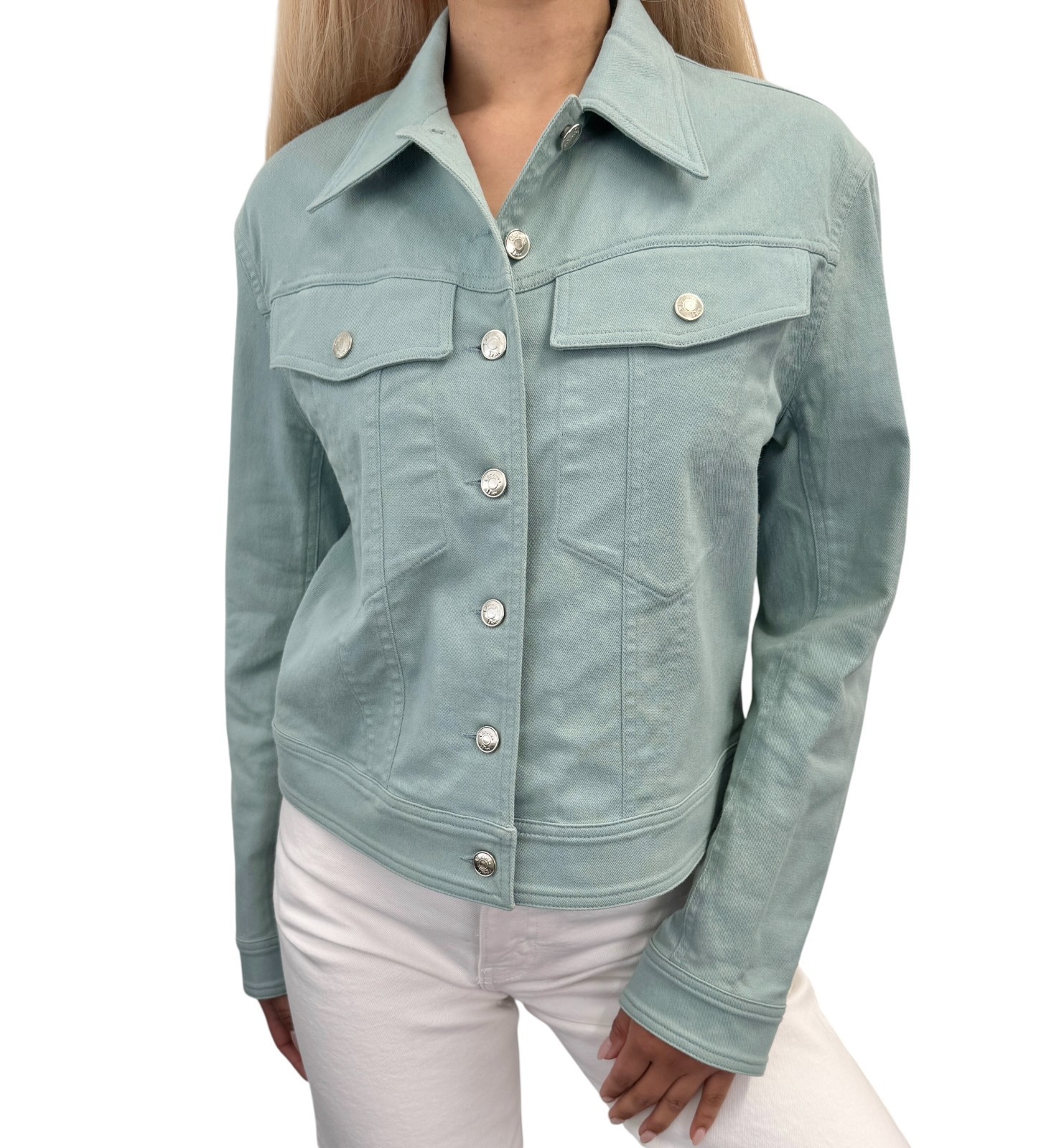 Christian Dior Vintage 2001 J&rsquo;ADORE Logo Denim Twill Jacket #36 Blue Yellow