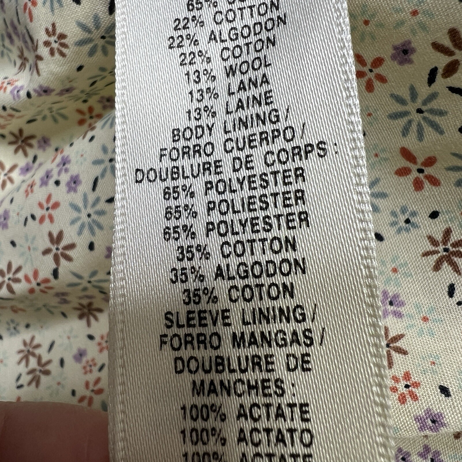 Original Penguin Silk Wool Cotton Zip Coat Jacket Cream Floral Lined Sz 4 Prep