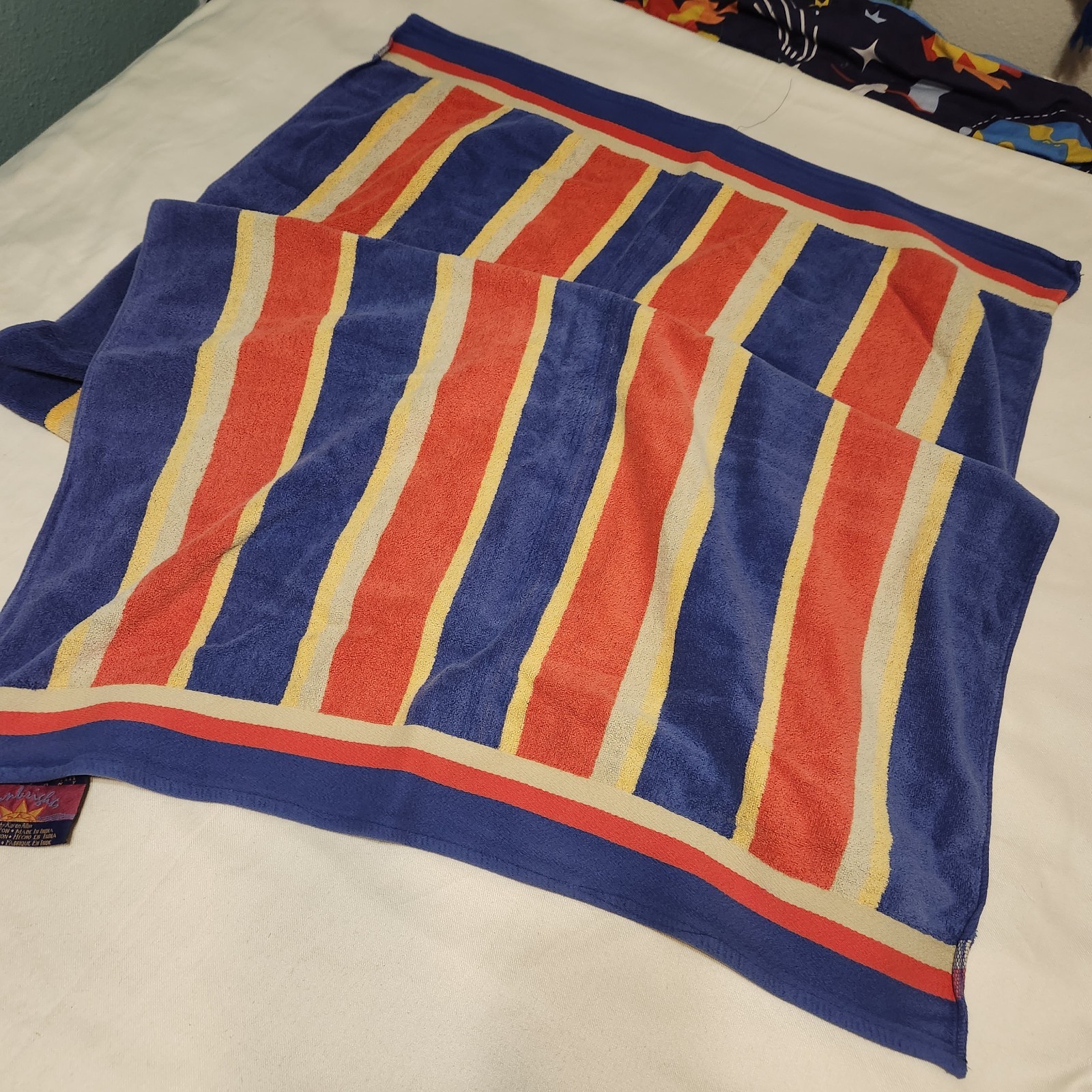 Vintage Cecil Saydah Sunbrights Beach Towel Striped Terry Karen Allen 35&Prime;X64&Prime;