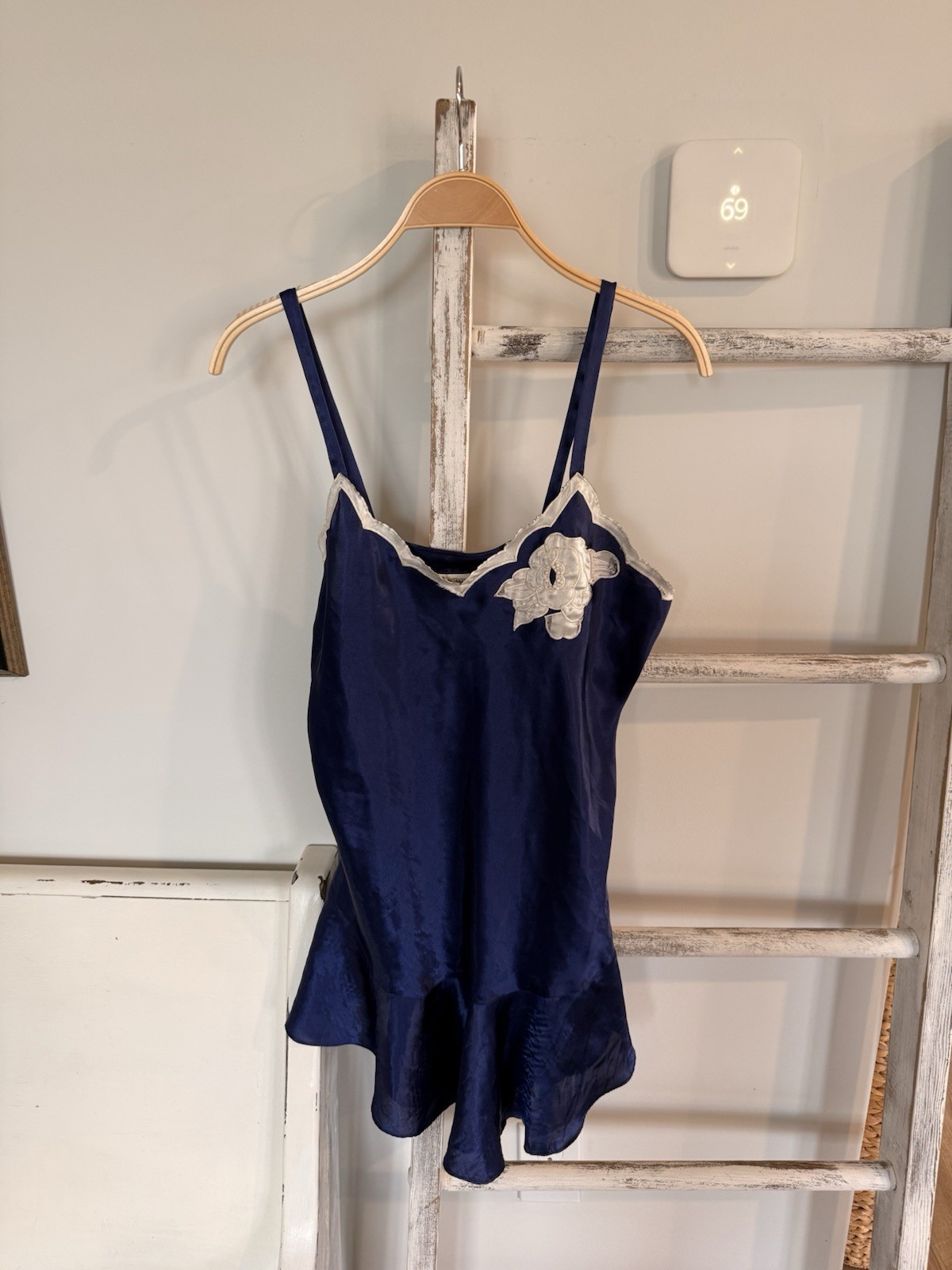 VICTORIA SECRET Gold Label, Blue White 50s Style Nightie Lingerie Sexy Teddy (M)
