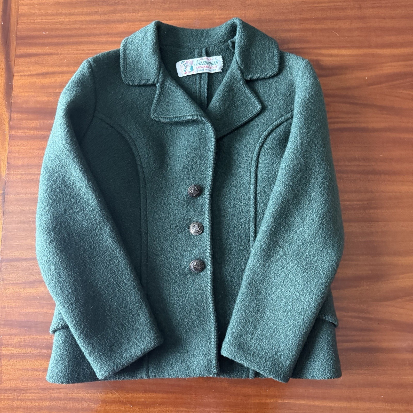 Vintage Salzburger Shetland Wool Jacket Women&rsquo;s Large Austria Hunter Green