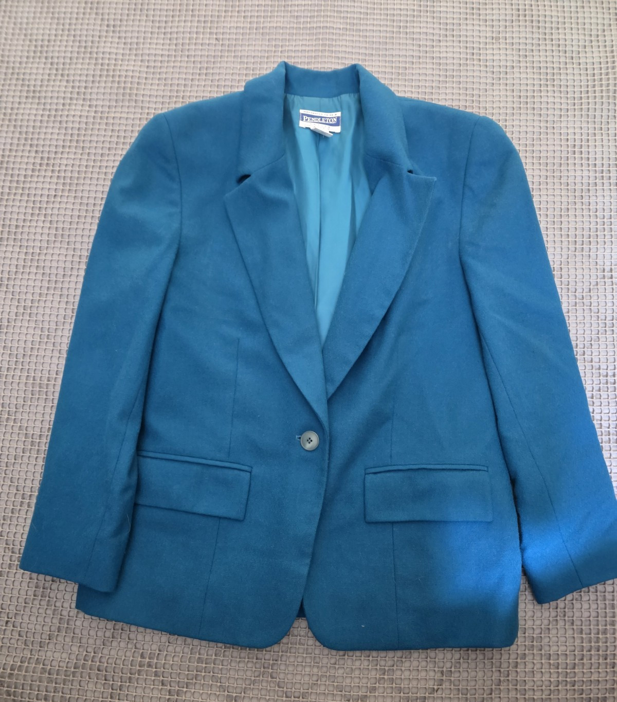 VTG 70&rsquo;s Pendleton Women&rsquo;s Teal Blue 100% Virgin Wool Blazer Jacket Coat Sz 8