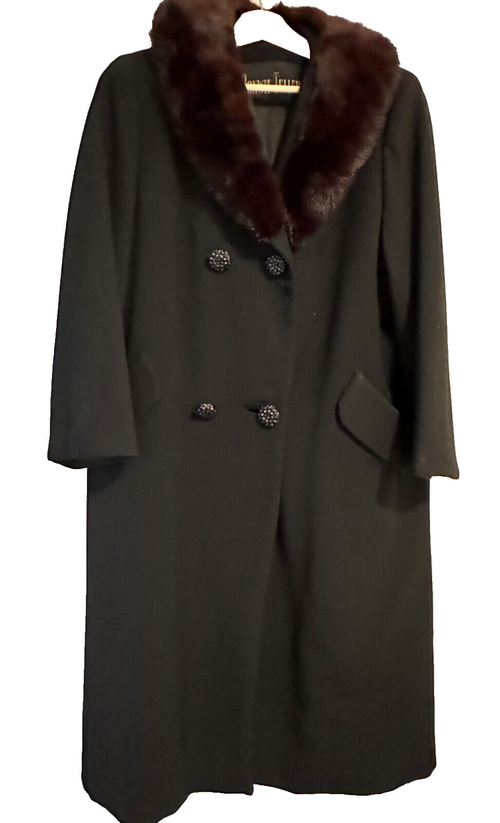Vintage 1960&rsquo;s Black Faille Bonwit Teller Cocktail Swing Coat with Mink Collar