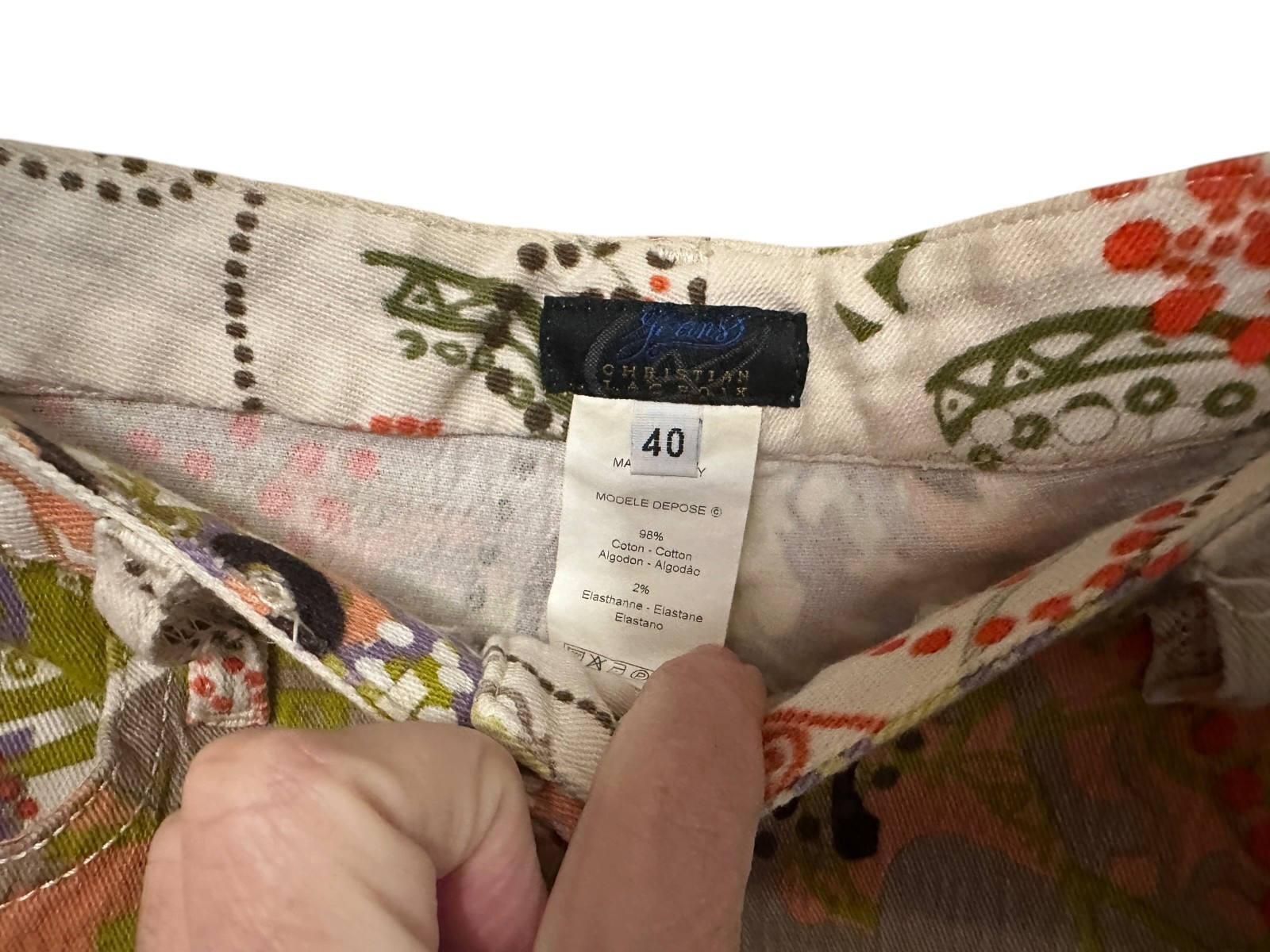Vintage Christian Lacroix 90s Printed Denim Pants Womens EU 40 AU 10
