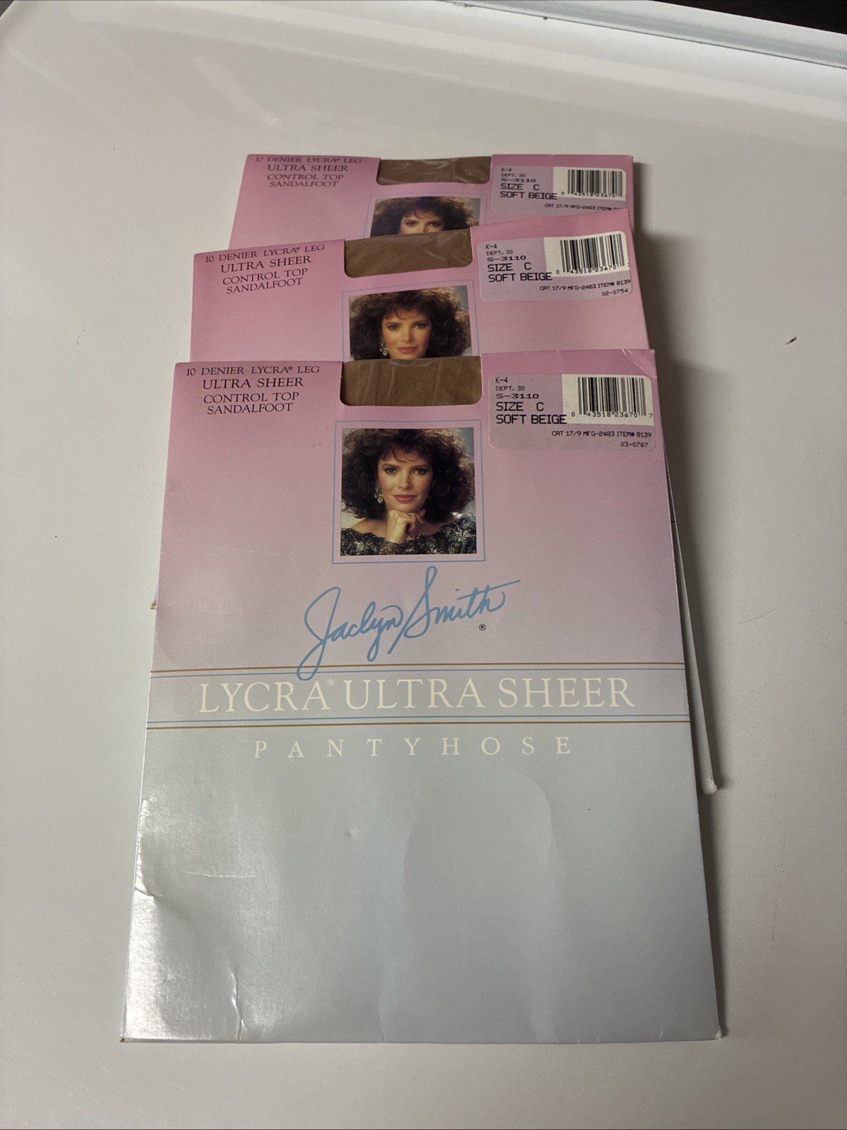 VTG Jaclyn Smith BODYSHAPER Lycra Pantyhose Sz. C Soft Beige NEW Lot Of 3