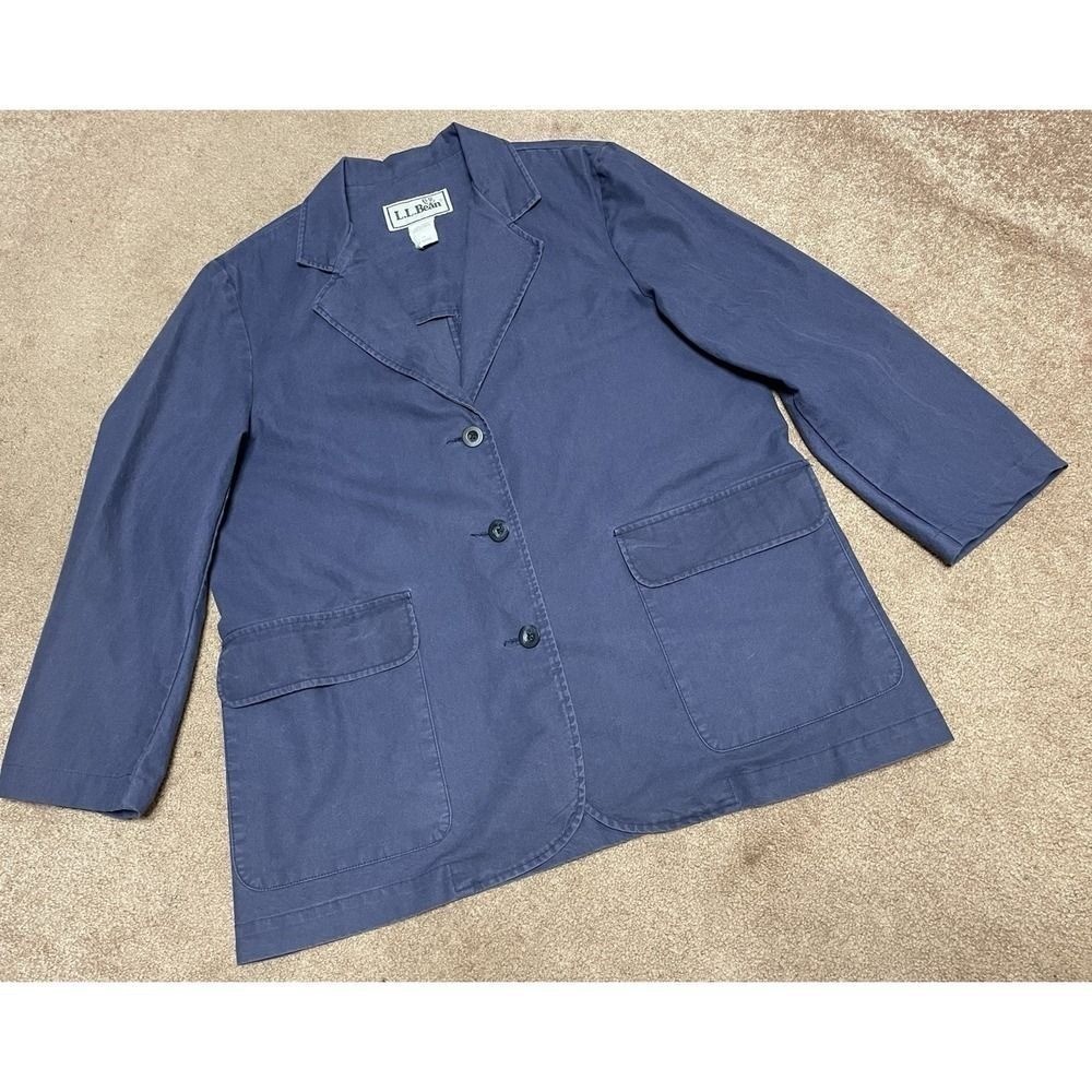 L L Bean Jacket Size 12 Petite Button Up Coat Blue Women&rsquo;s Vintage y2k