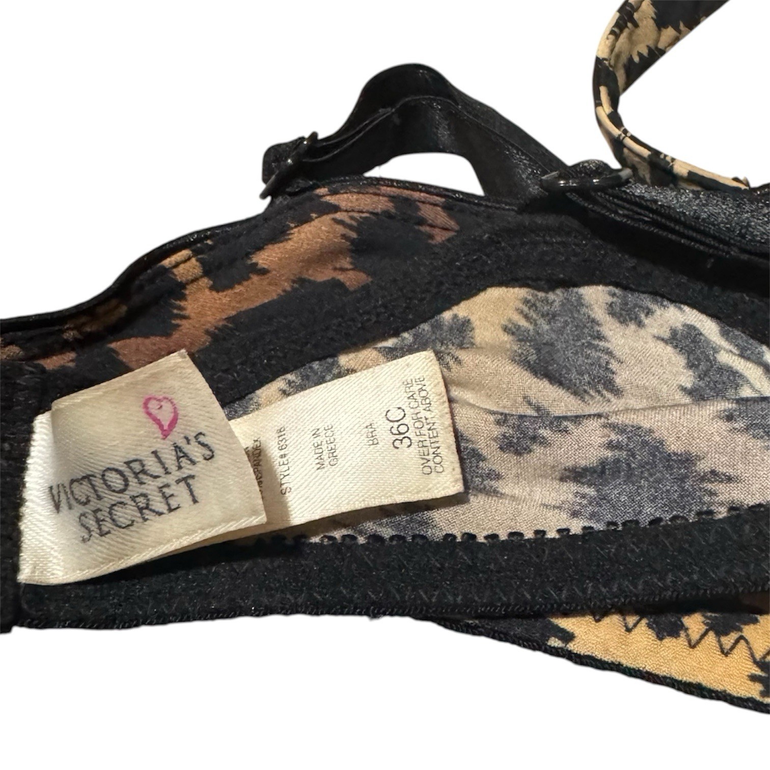 Vintage Victoria&rsquo;s Secret Nylon Leopard Print Bra 36C Y2k 2001