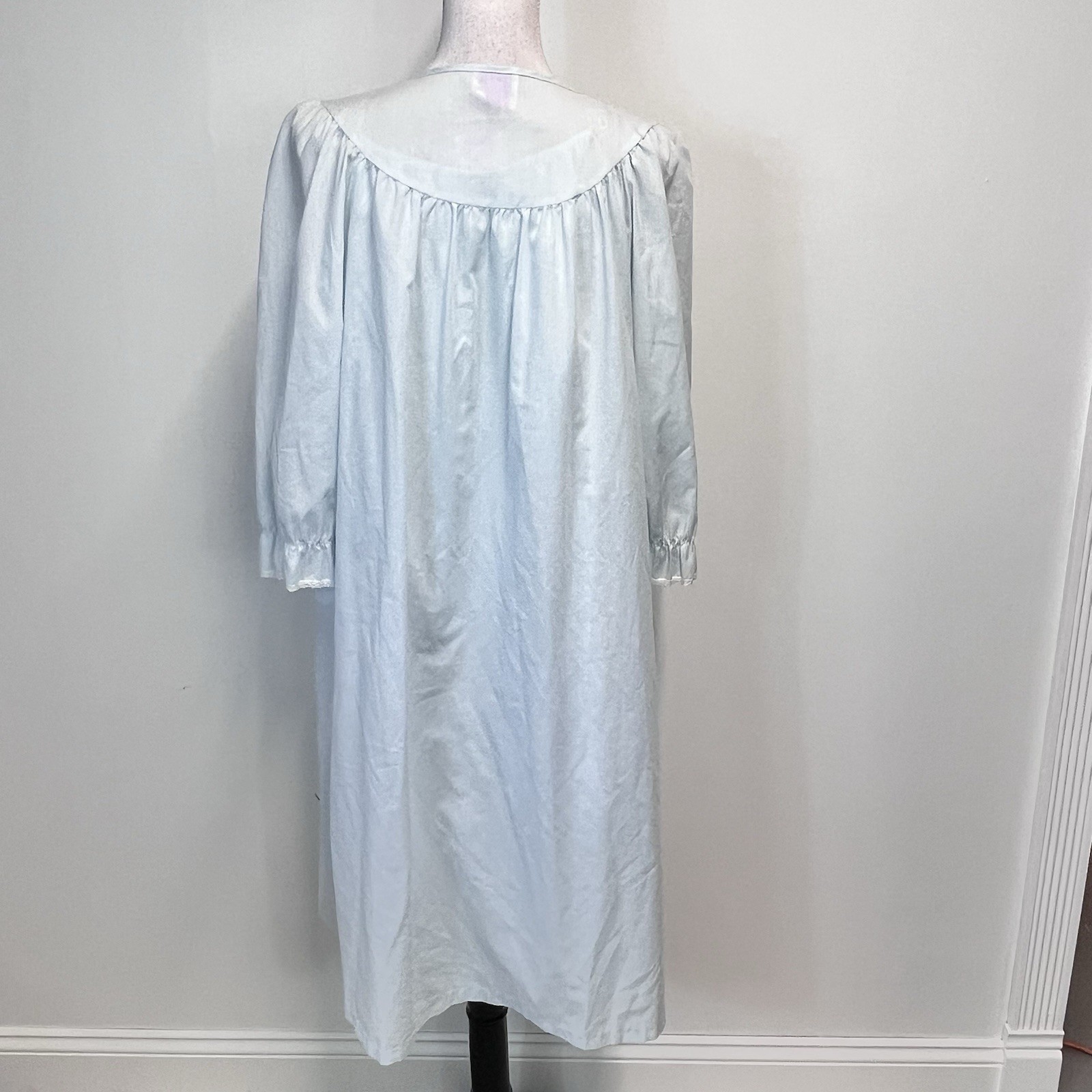 Vintage Take Nine Maternity Blue 2pc Nightgown Robe Peignoir Set sz Medium 12 14