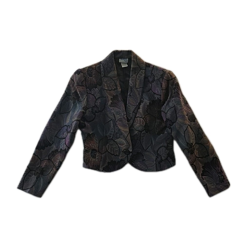 Vintage Bedford Fair Purple Multicolor Floral Cropped Blazer – Size 6