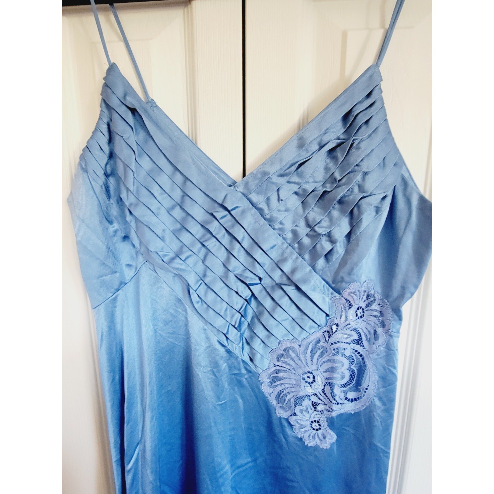 Lily Of France M Vintage 60&rsquo;s Long Nightgown Robe Blue Set Union Made USA Lace
