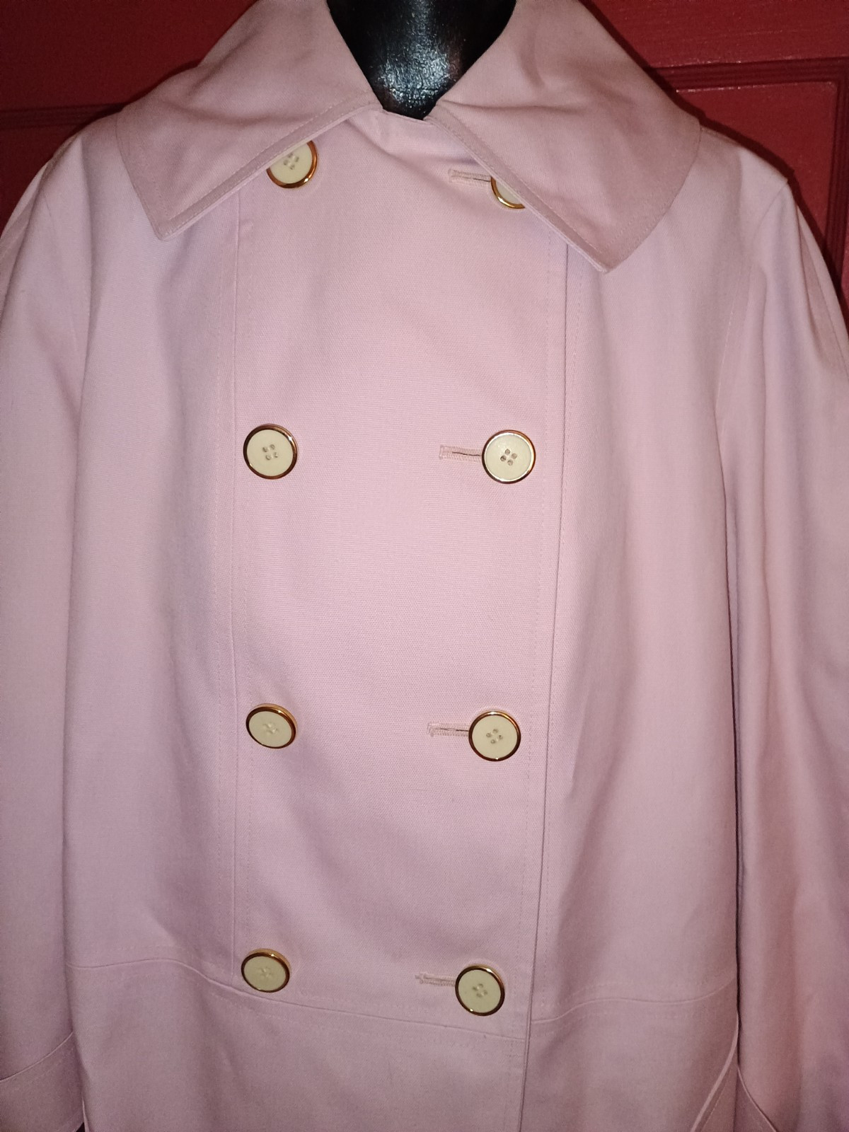 Vintage Misty Harbor DBL Breasted Trench Rain Pink Sz 14 Reg Fully Lined