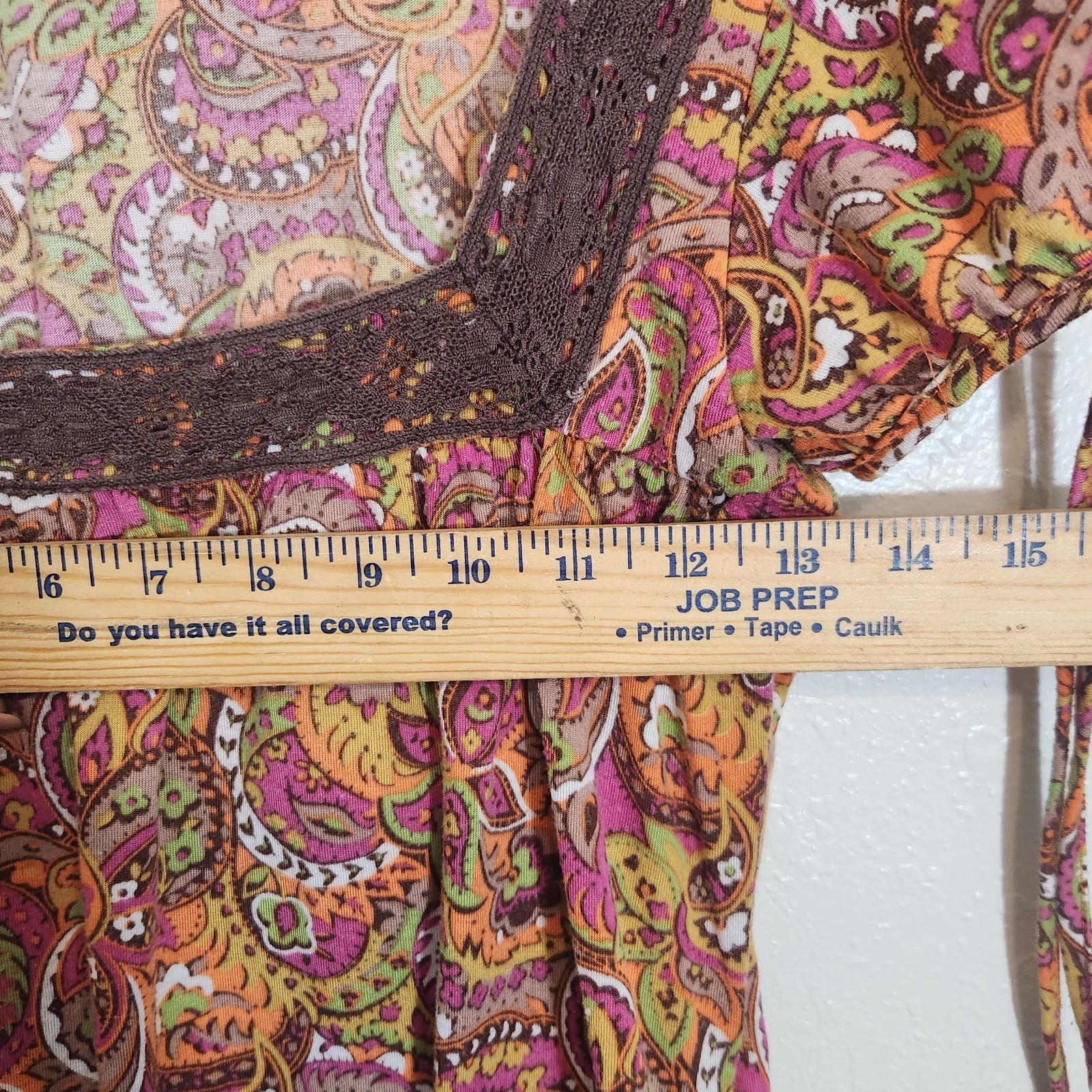 Vintage Wet Seal Y2K 90s Dress M Babydoll Crochet Fringe Colorful Paisley Tunic
