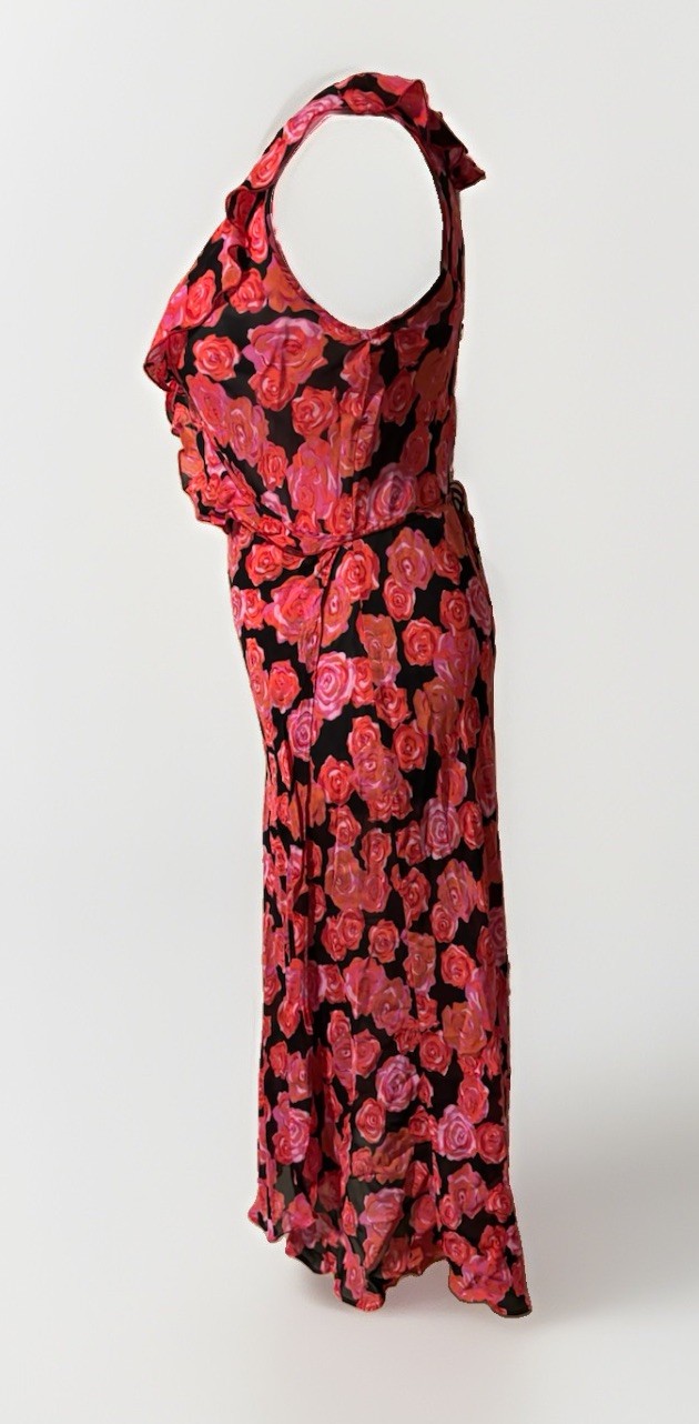 Vintage 90s Betsy Johnson Rose Garden Wrap Dress Size M