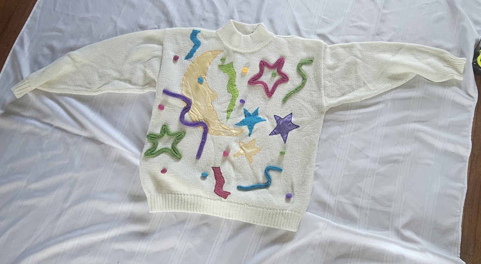 Vintage 1980s / 90s Women M Sweater 3D Gitano Moon and Stars See Description