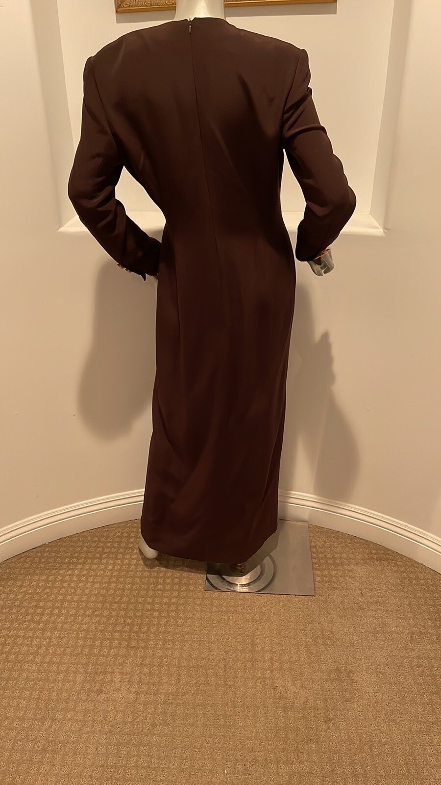 VINTAGE 1980&rsquo;S ESCADA COUTURE SILK BROWN DRESS SIZE IT 38