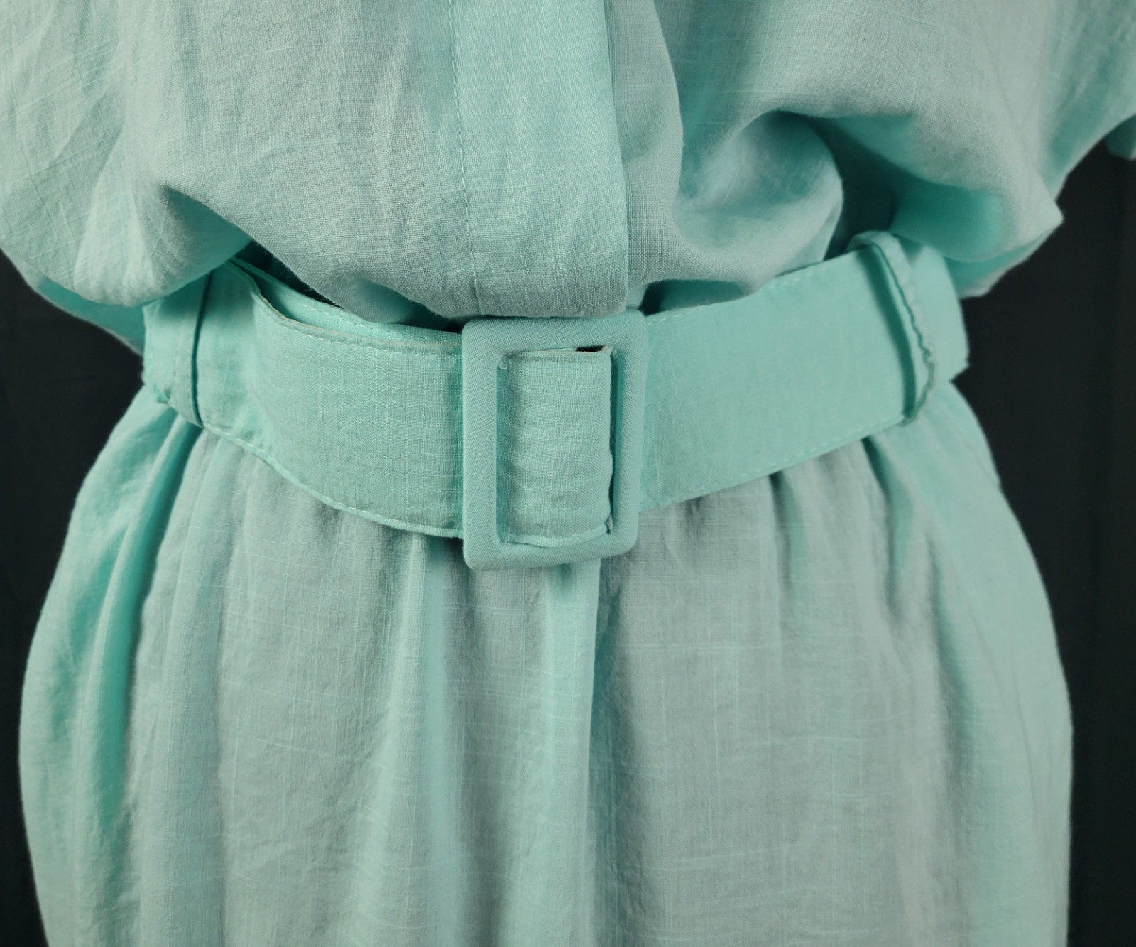 Vintage Stuart Alan Mint Green Blouson Dress w Slim Skirt & Belt Size 18