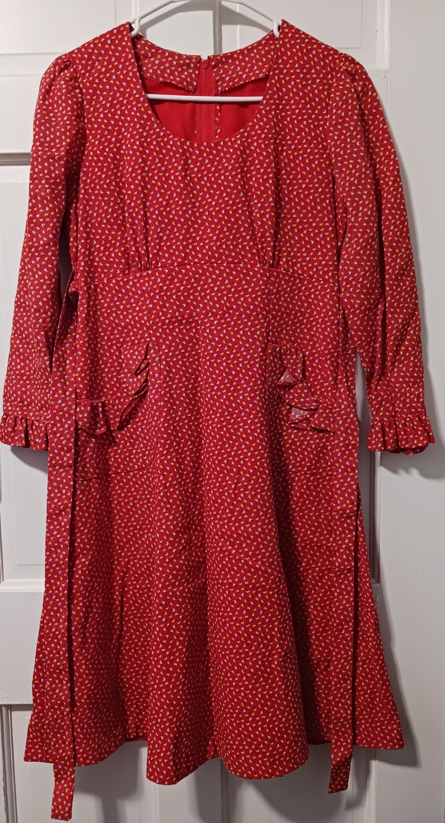 Late 1960- Early 70s Handmade Dress! Excellent Condition. Red Mid Length