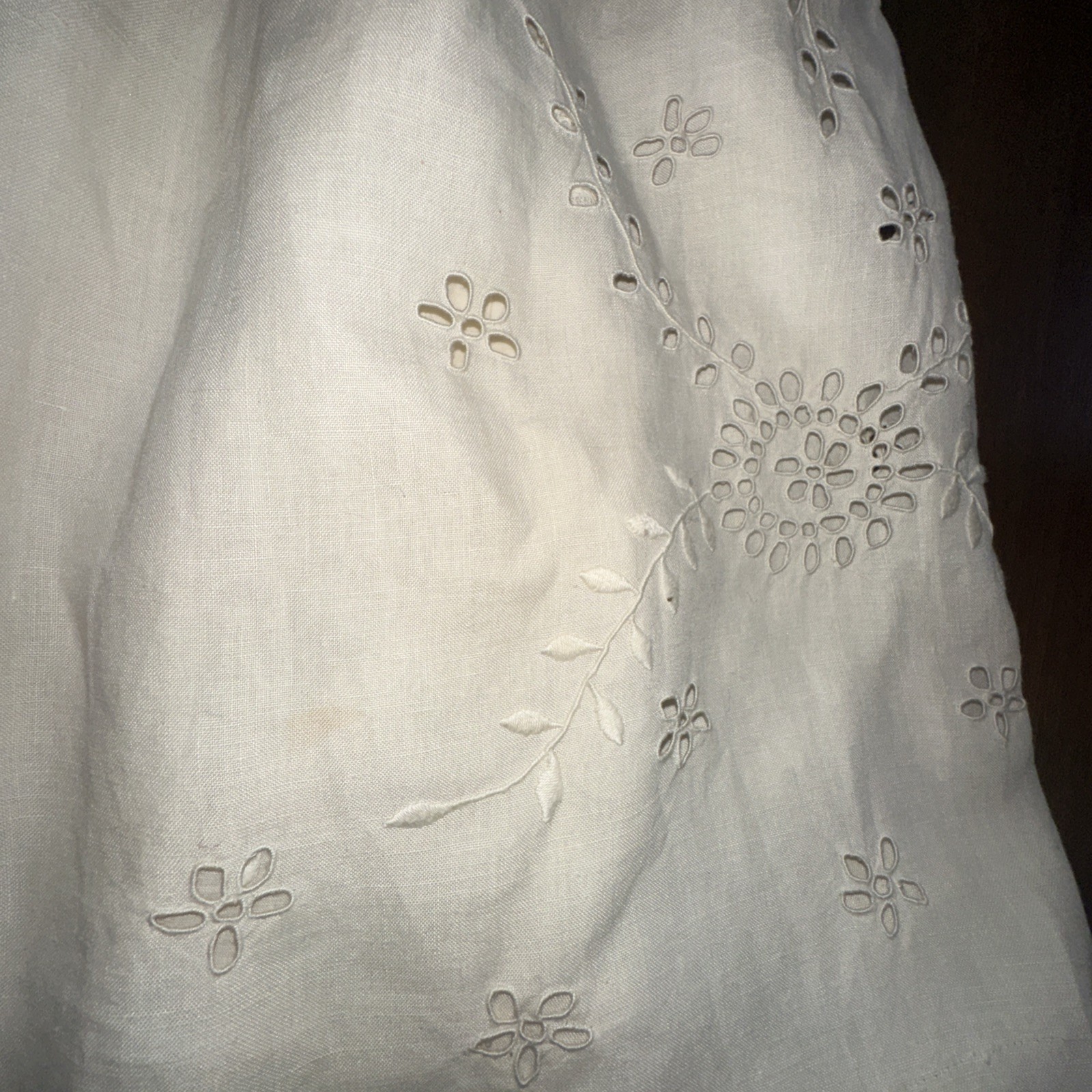 Antique Edwardian Tea Lawn Skirt Top Petticoat Gloves Embroidered Cream Linen