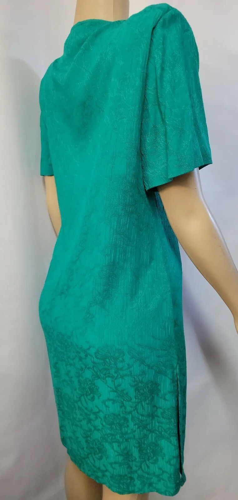 VTG 80’s SPECIAL THYME OCCASION L GREEN TEXTURED SHEATH COAT DRESS WOMEN #W7