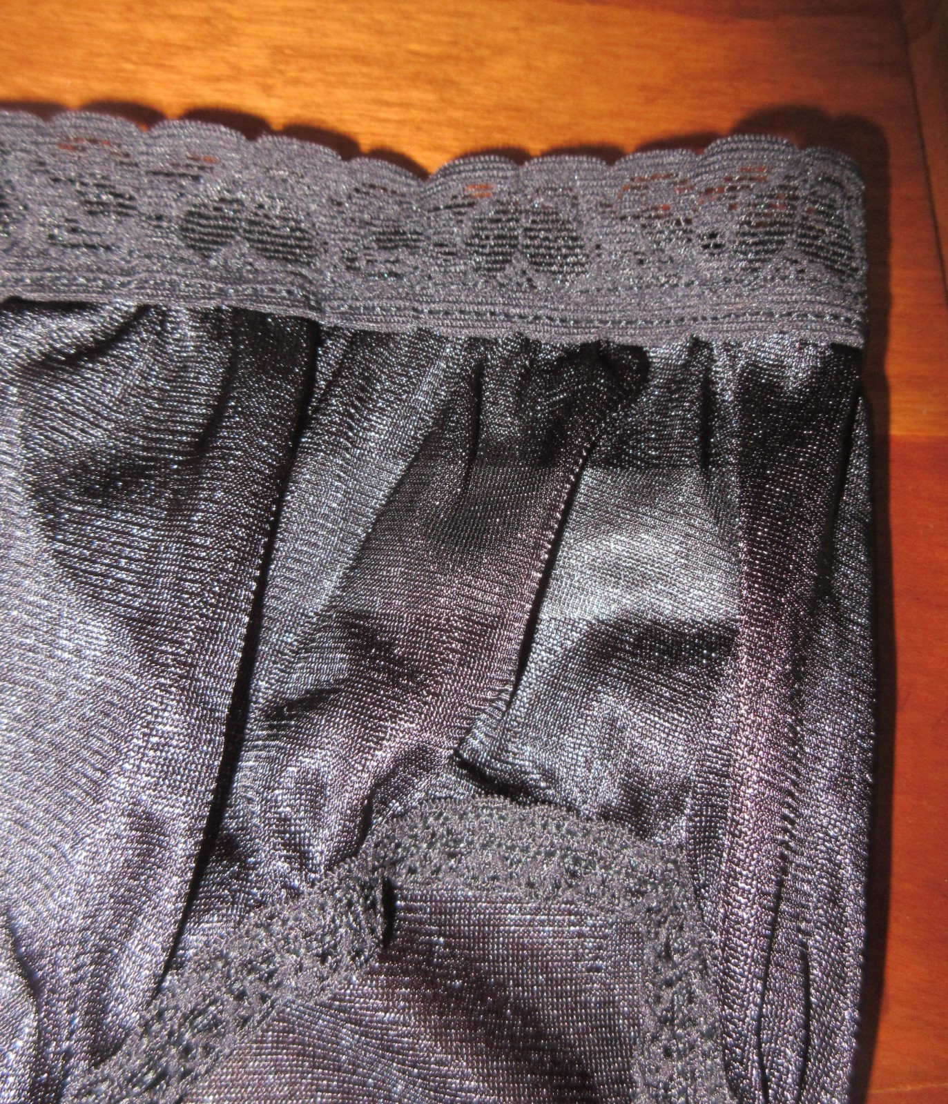 unworn vtg UNDERSCORE lace waist BLACK MEGA HI LEG SISSY sheer panties 6/M