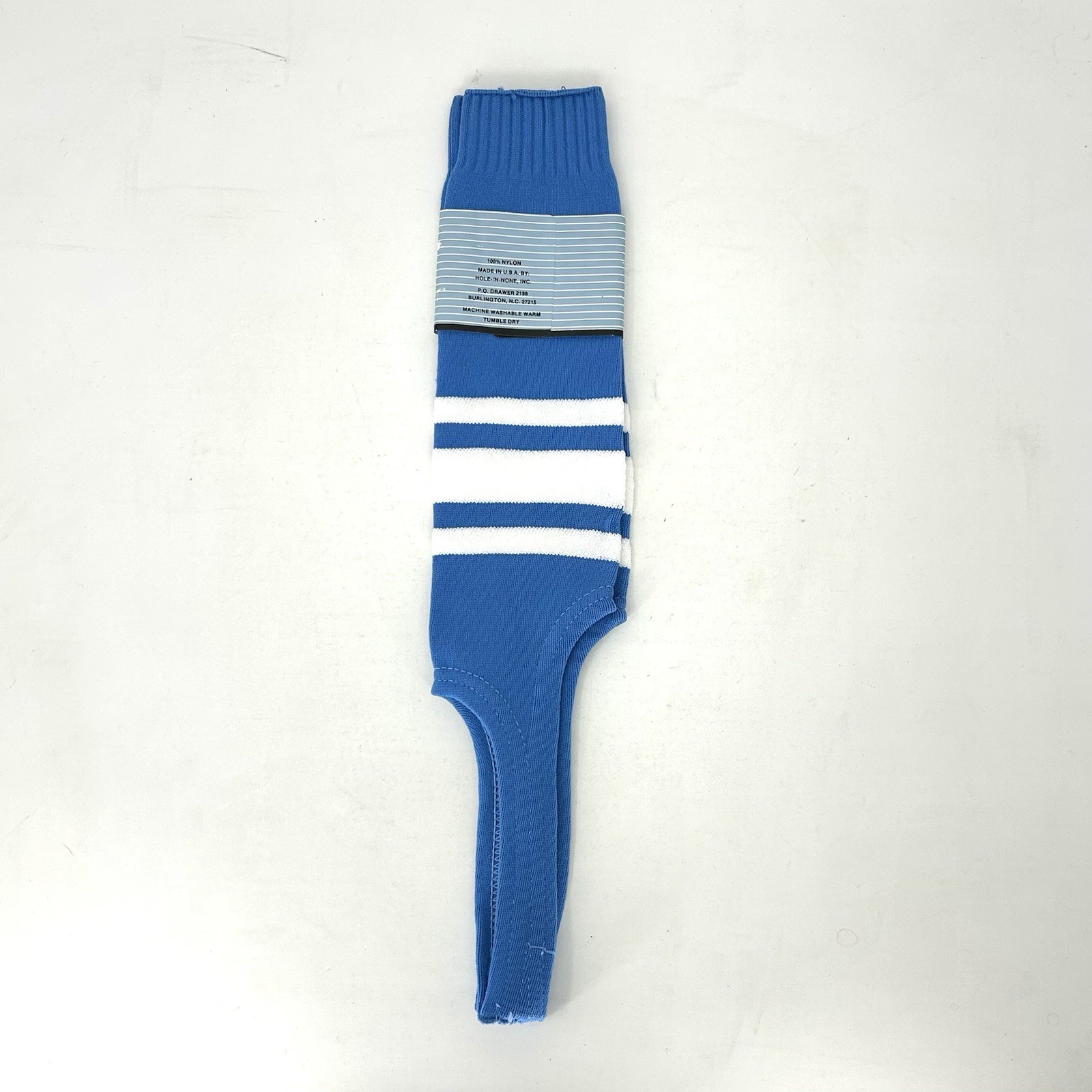 Vintage Hole In None Stirrup Nylon Socks NOS Blue White Stripe