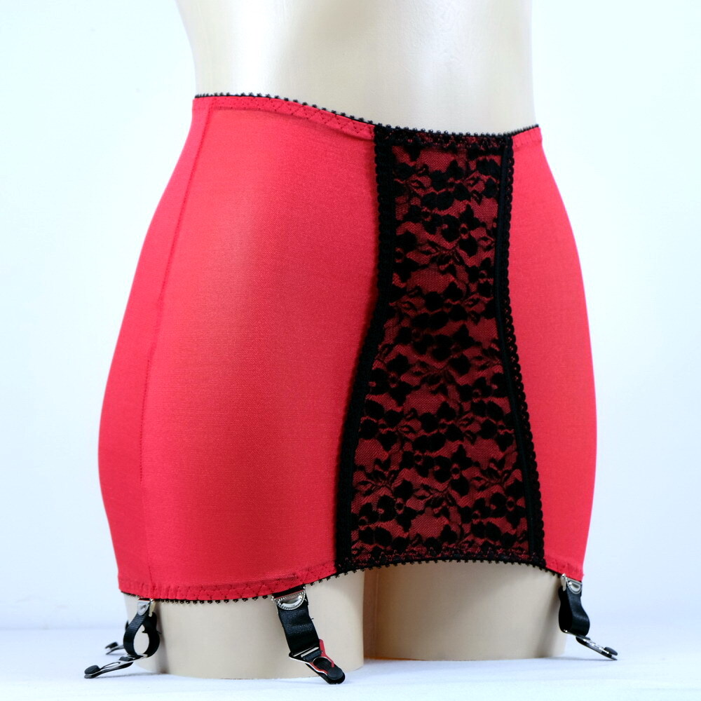 Luxallacki Open Bottom Girdles Lace Panel 6 Straps Garter Belt Underwear