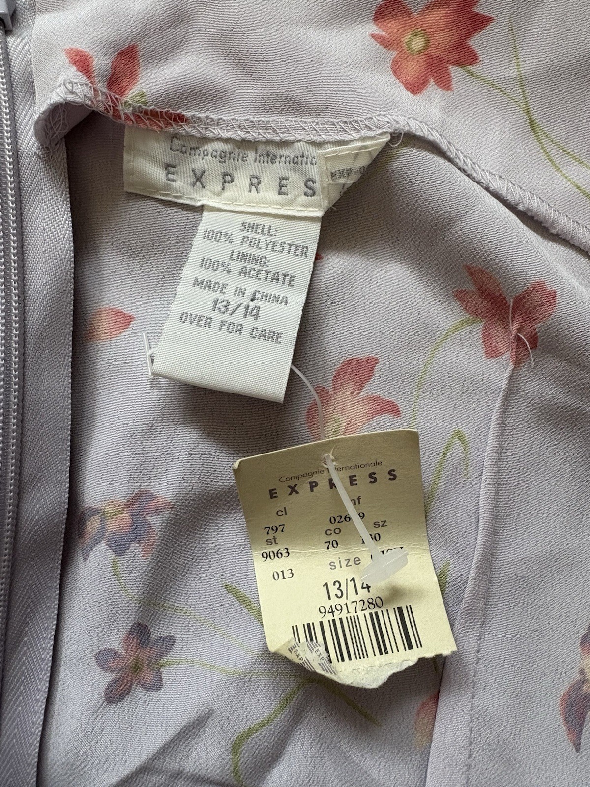 Vintage 90s Express Deadstock Cami Romper Skort Purple Floral 13/14 Large