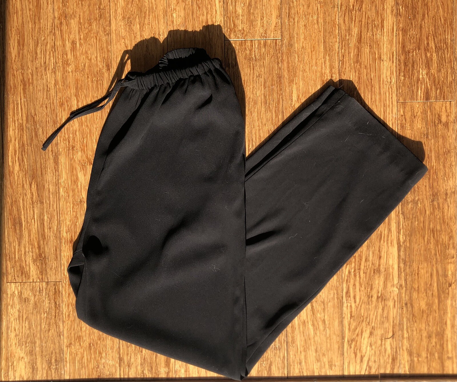 Vintage 90s EMANUEL UNGARO Liberte Black Wide Leg Pants Size XS Drawstring Crepe