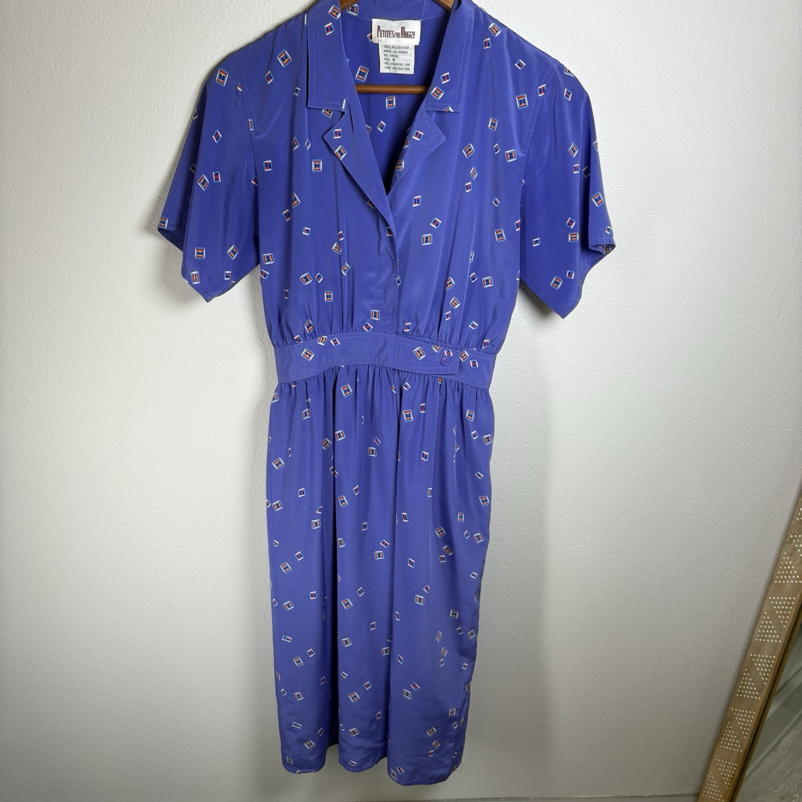 Vintage Petites For Maggy Size 6 (Small Waist) ~ Purple Secretary Shirt Dress