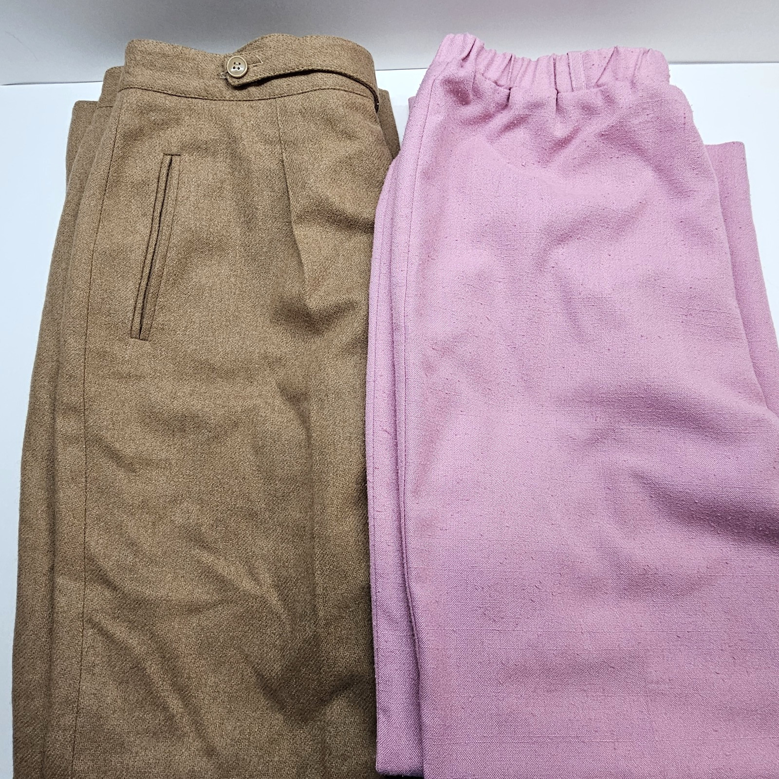 2 Vintage Pants Size 16, Wool and Polyester Slacks