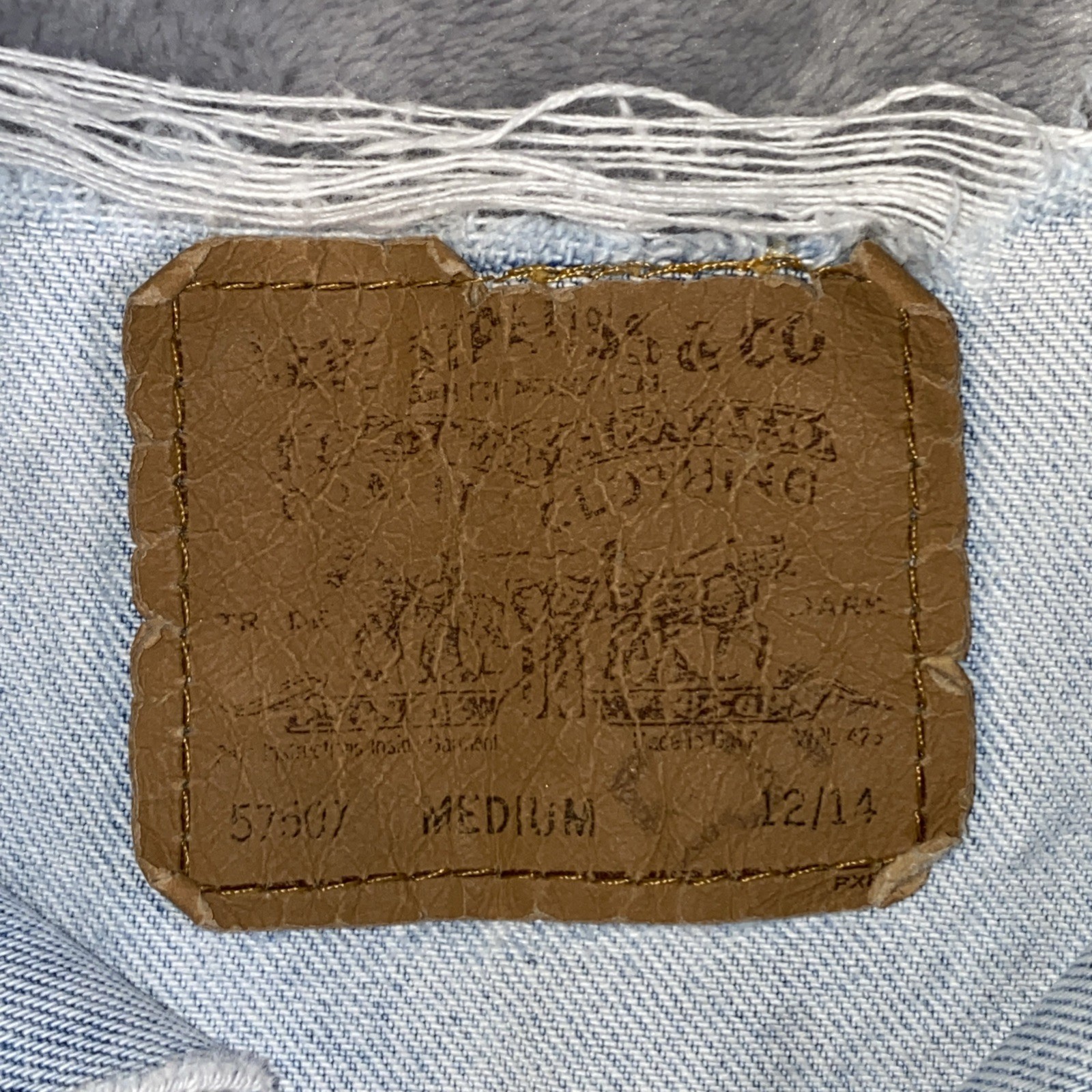 VTG Levis Orange Tab Trucker Jean Jacket 90’s Medium 12/14 Destroyed 57507 USA
