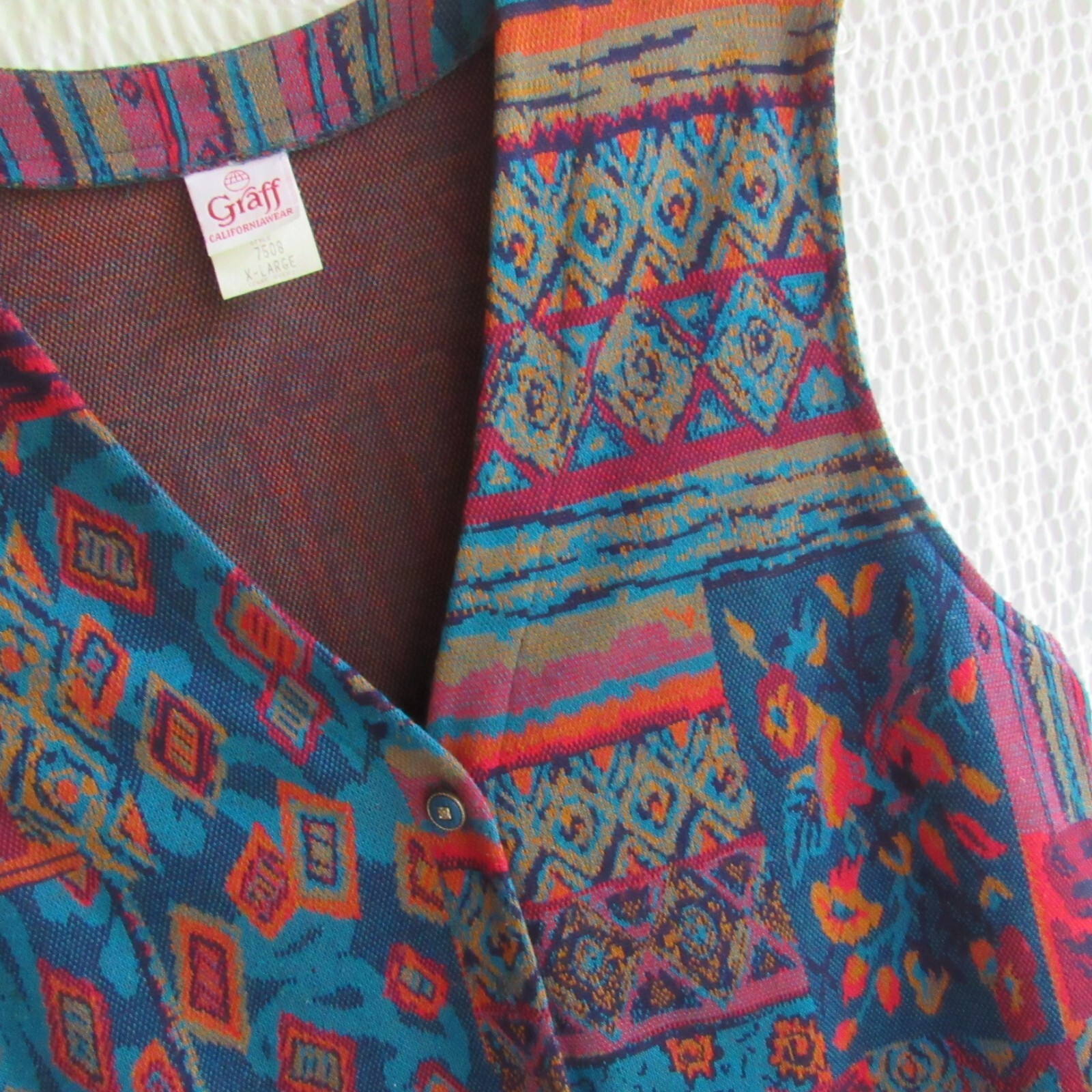 Colorful Abstract Cardigan Sweater Vest XL Grannycore Vintage Graff Art to Wear
